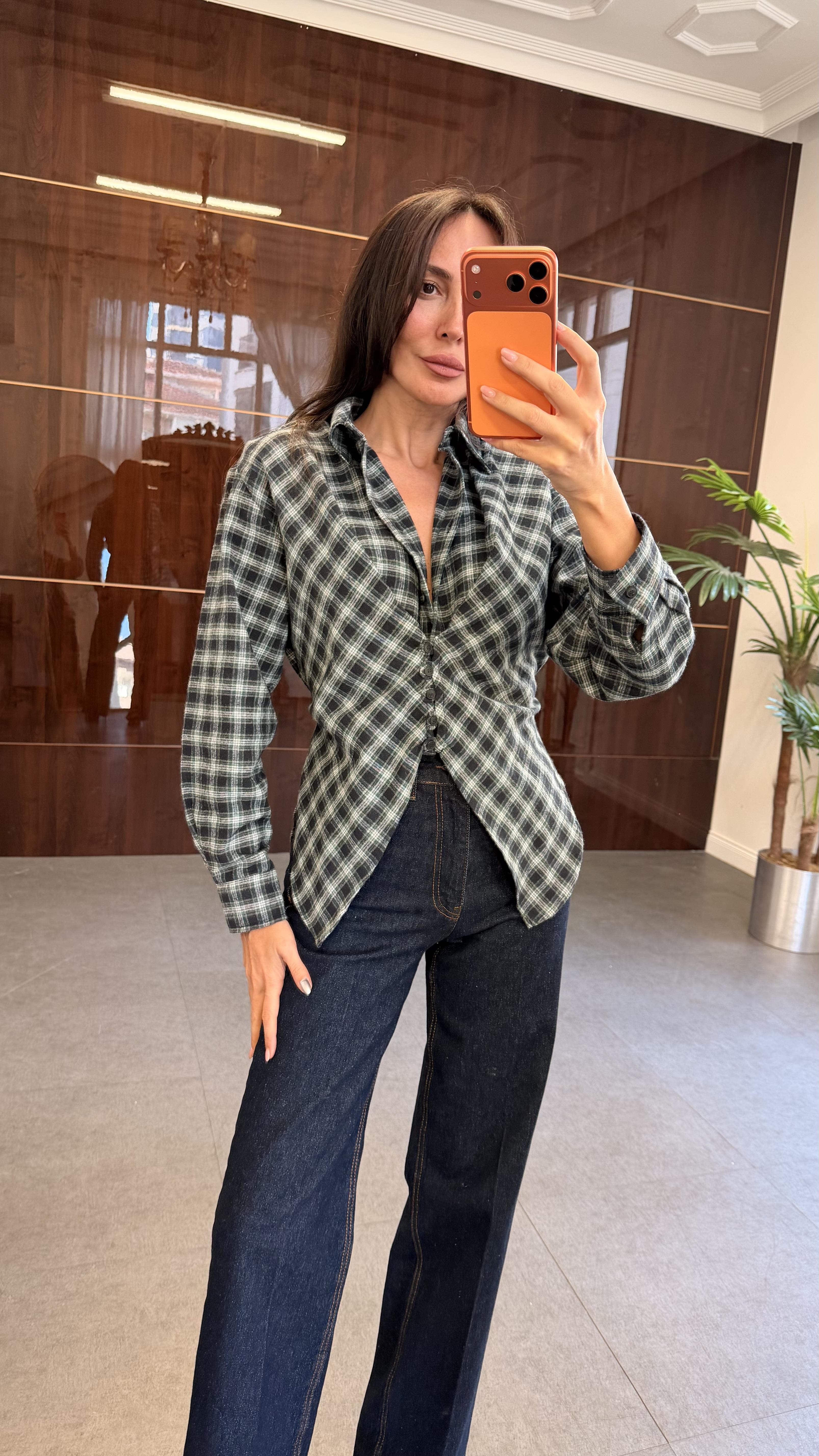 Yeşil Tasarım Ekose Gömlek