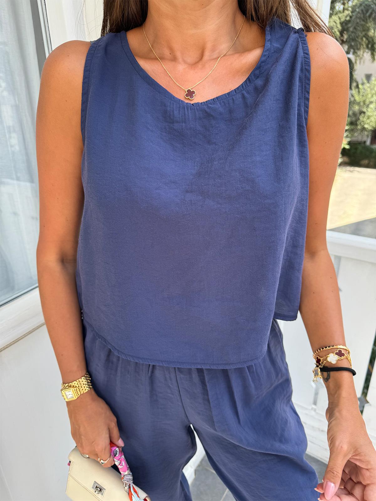 Lacivert Tencel Kumaş Pantolon Takım