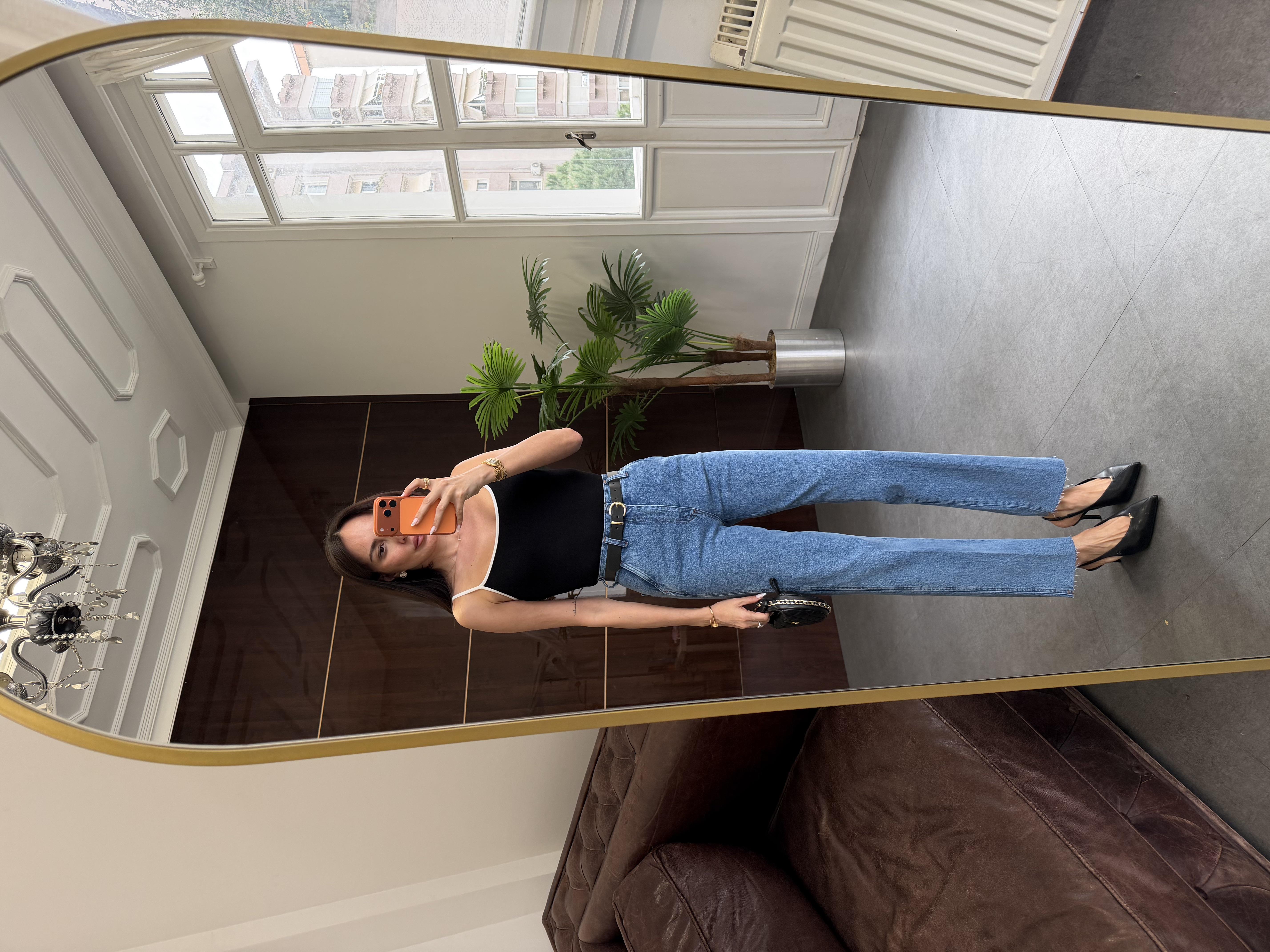 Mavi Boru Paça Kemerli Jean Pantolon