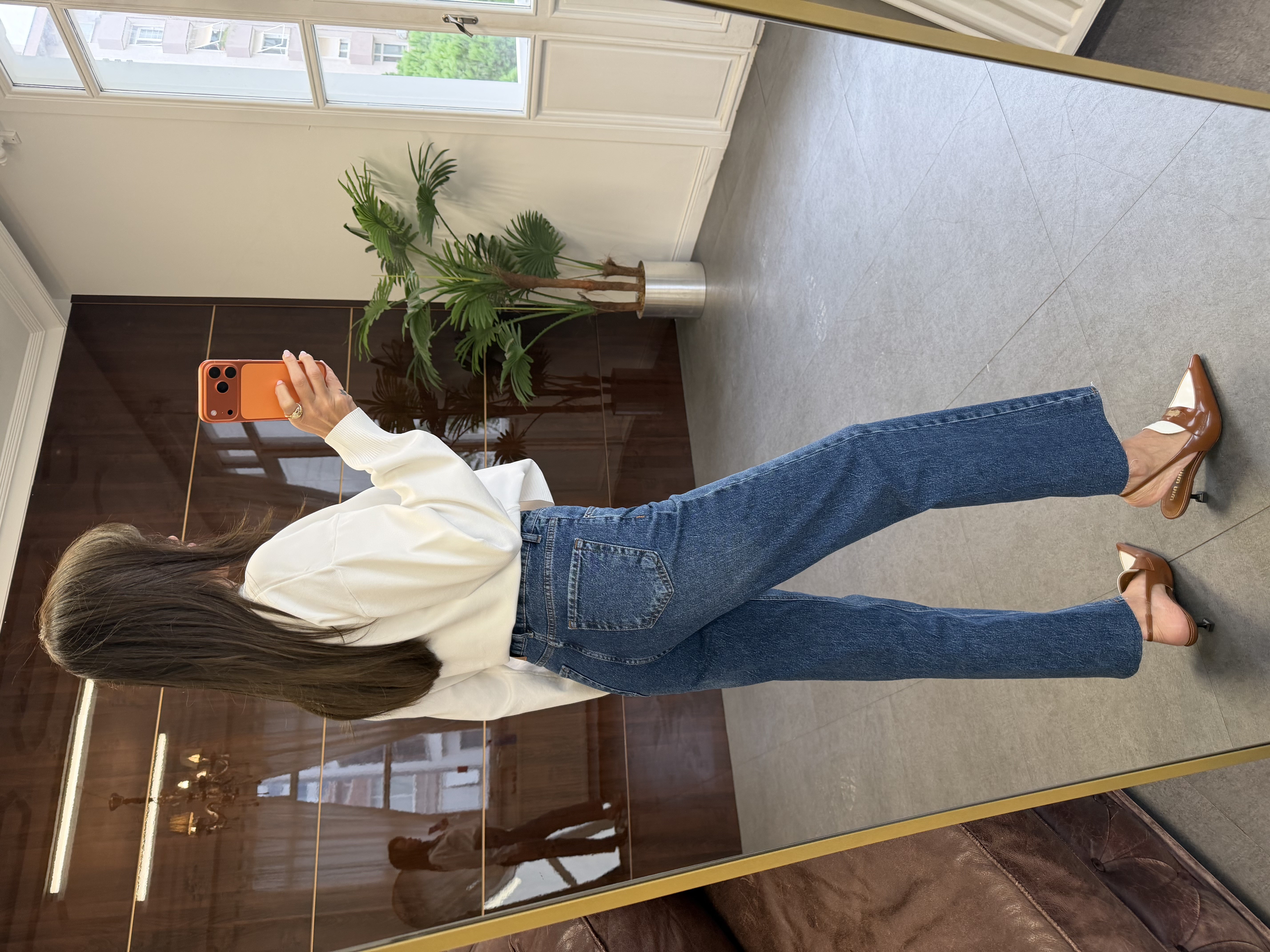 Mavi Çizgi Ütü Straight Jean Pantolon
