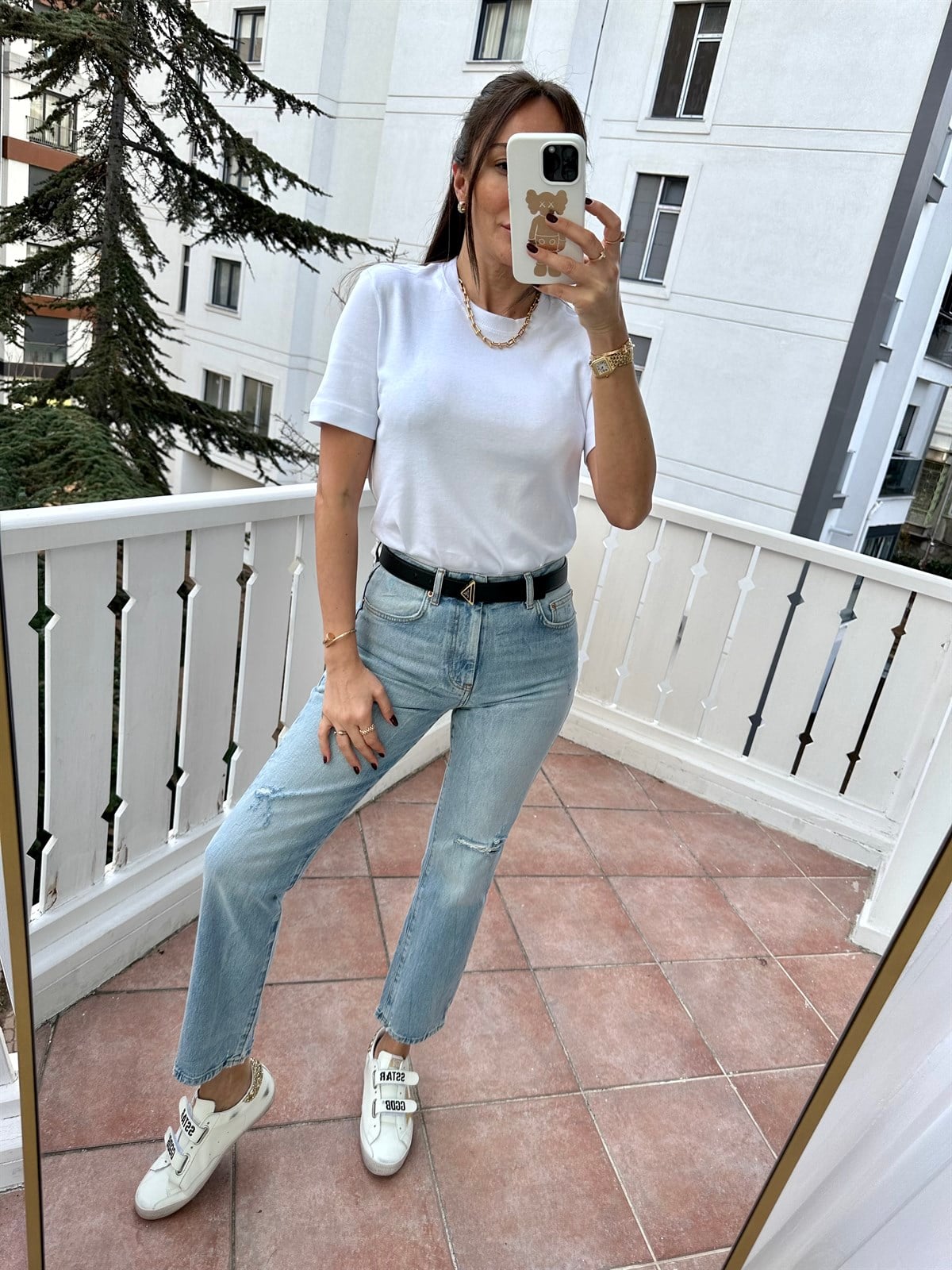 Mavi Dizi Lazer Kesik Mom Jean