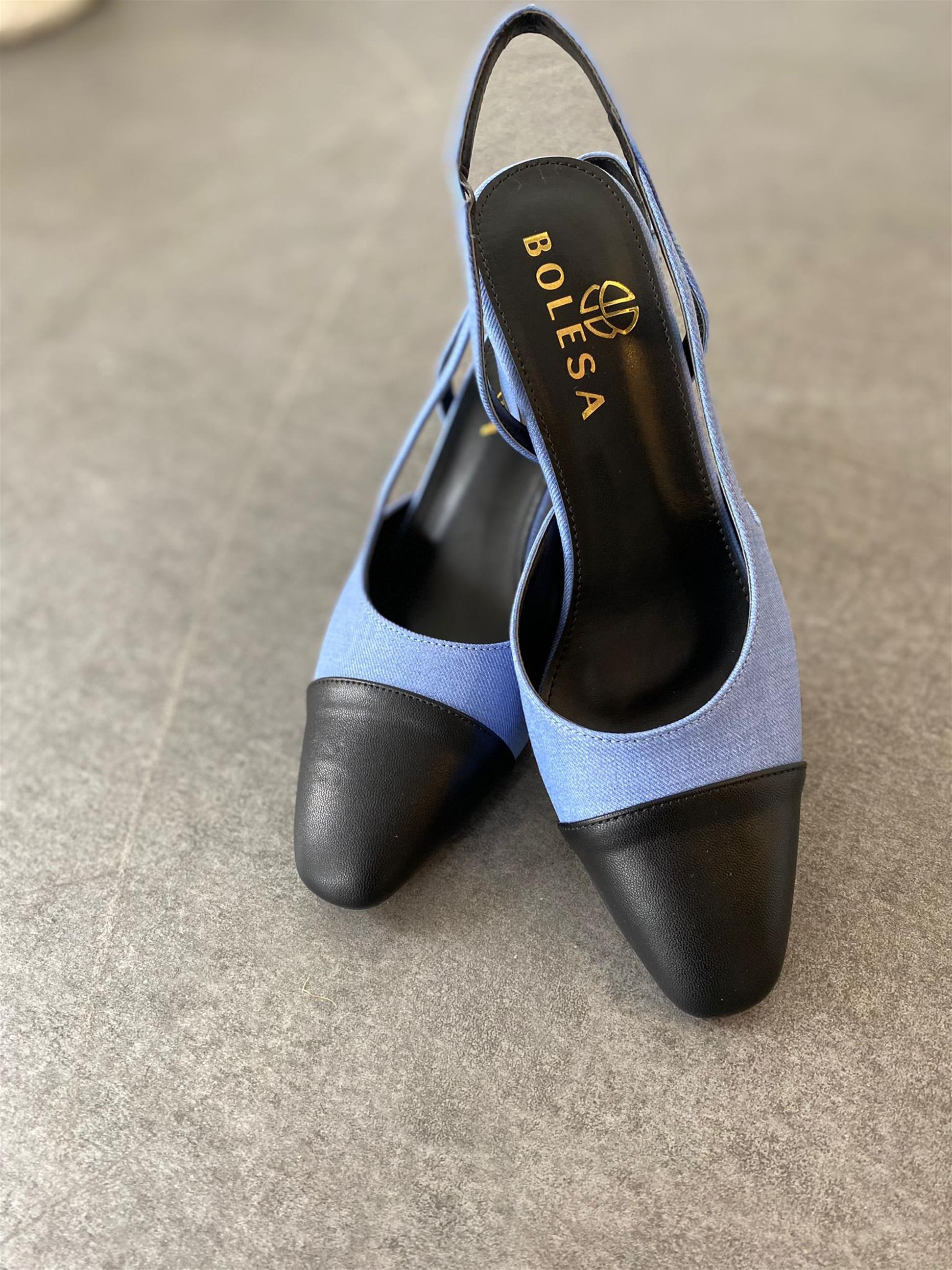 Mavi Ella Topuklu Ayakkabı