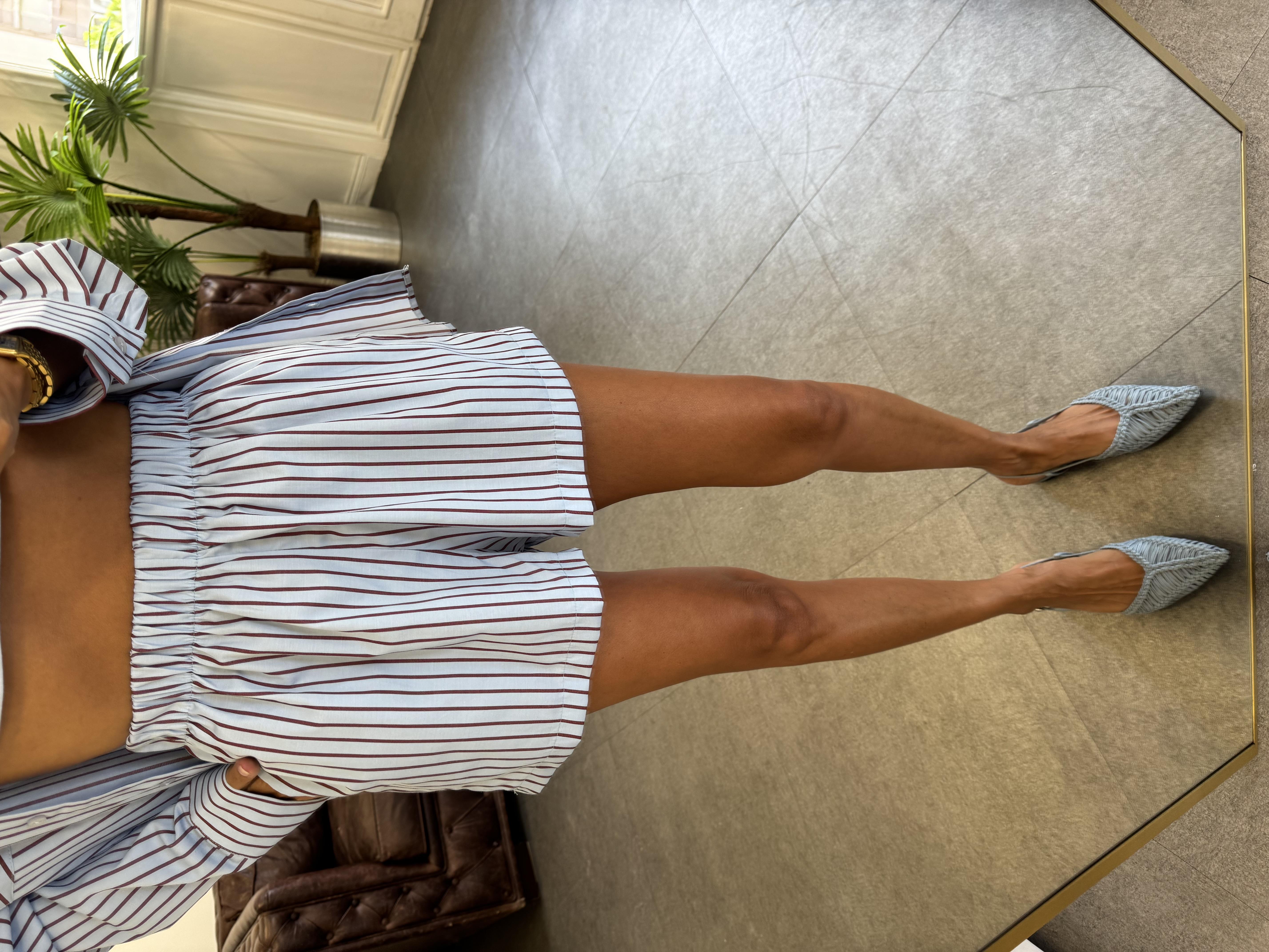 Mavi Glam Çizgili Kadın Takım