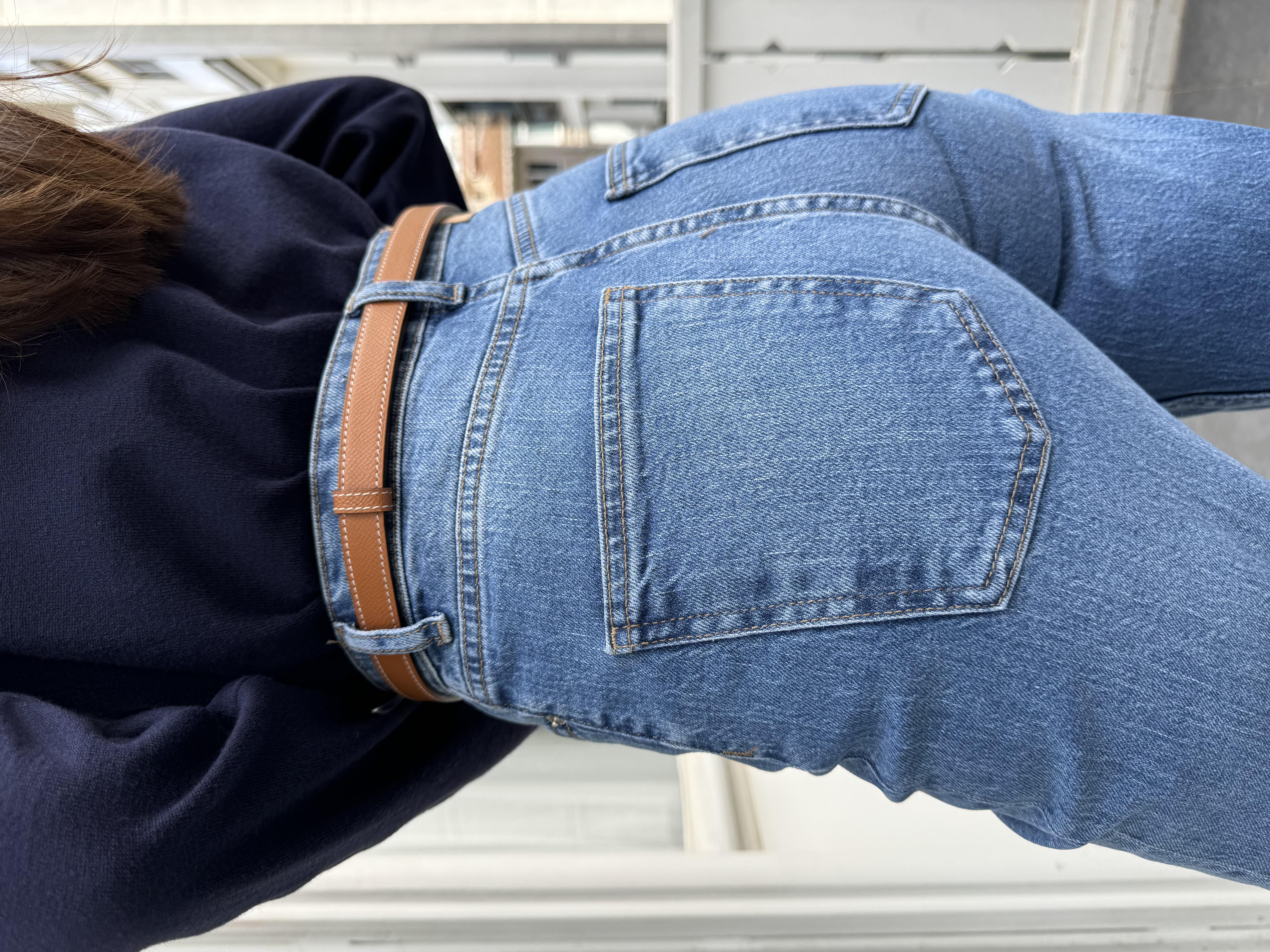 Mavi Kesik Paça Denim Pantolon