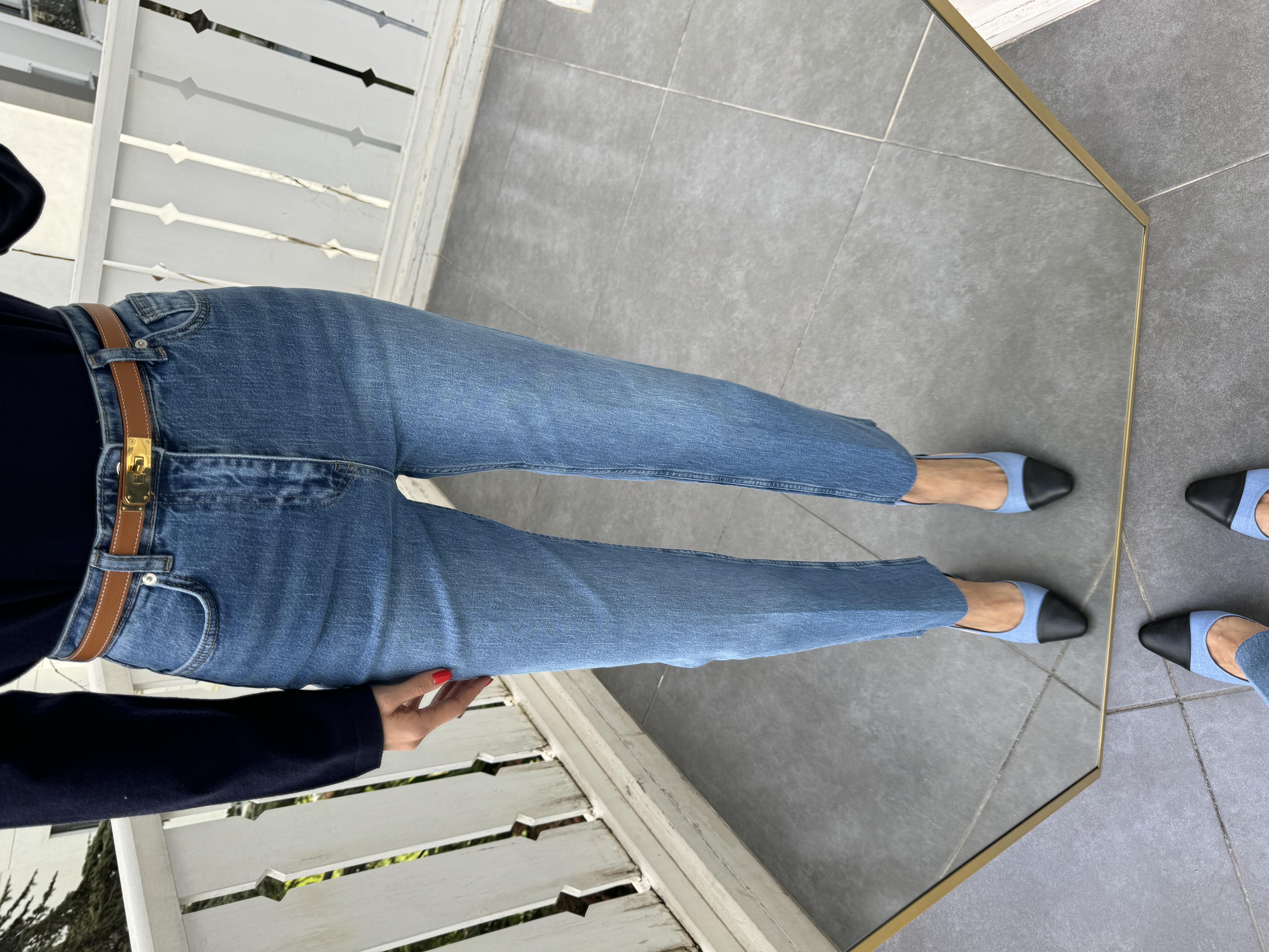 Mavi Kesik Paça Denim Pantolon