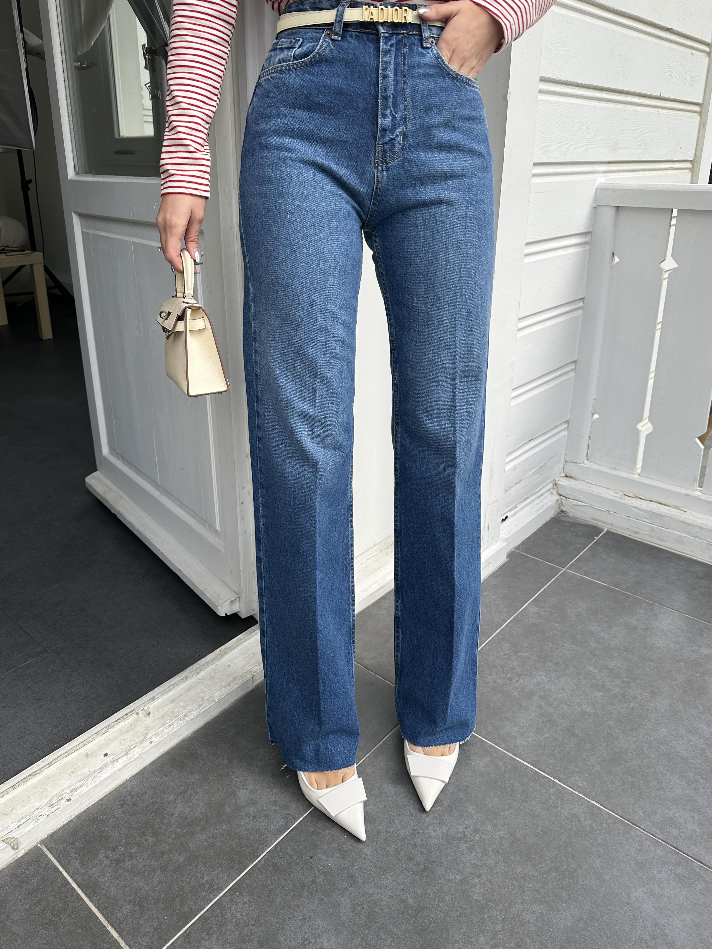 Mavi Kesik Paça Straight Jean