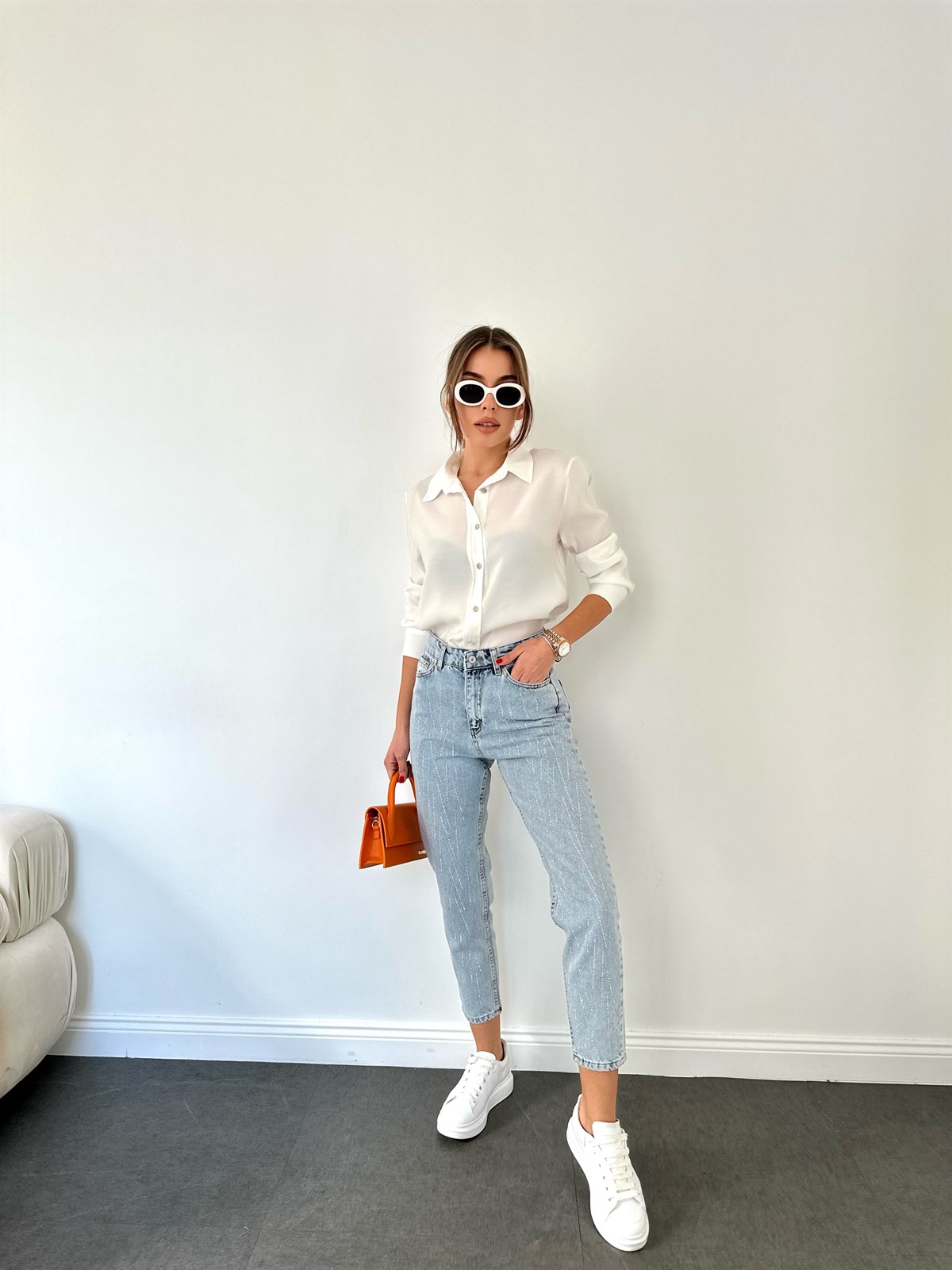 Mavi Simli Mom Jean Pantolon