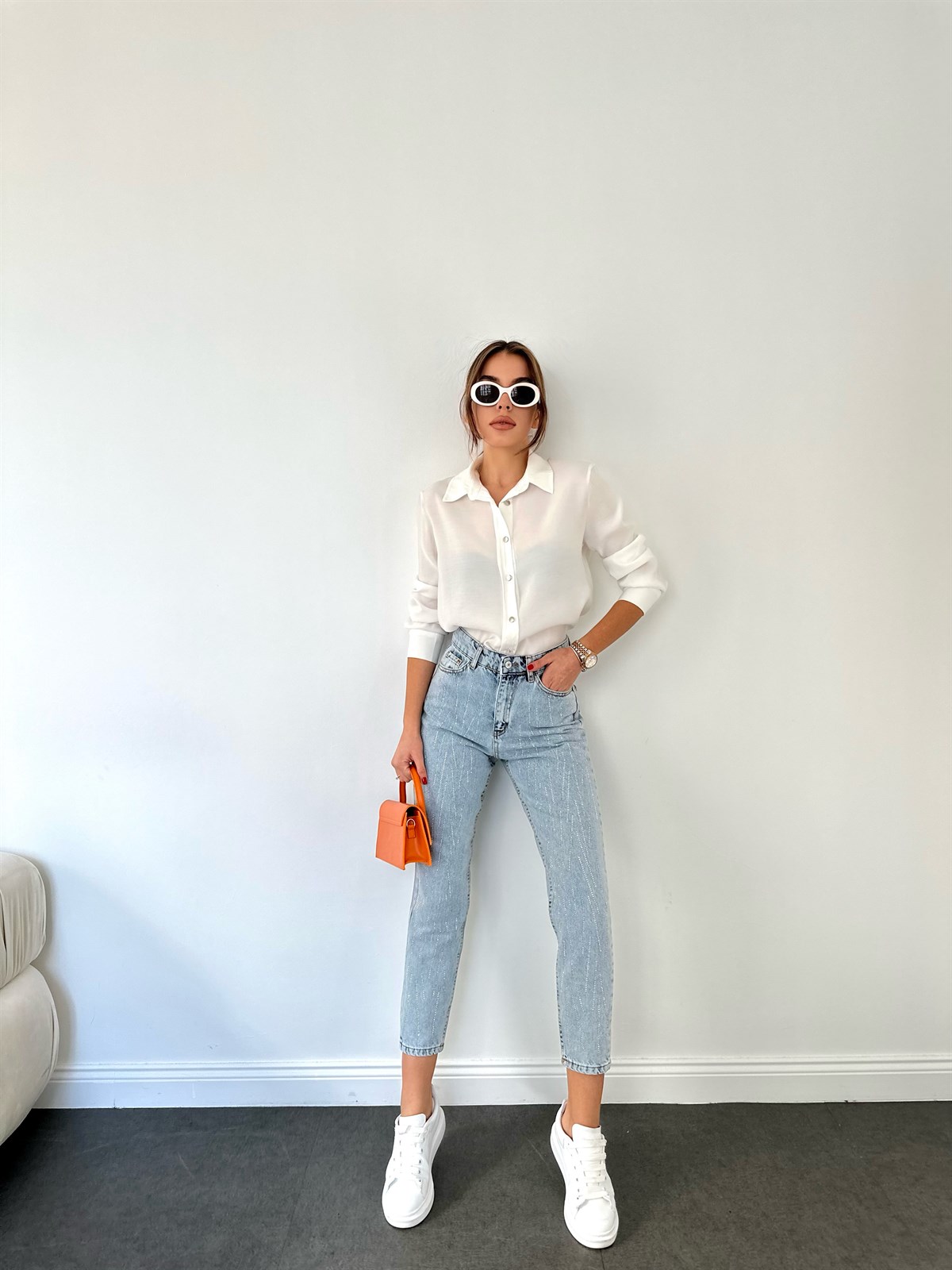 Mavi Simli Mom Jean Pantolon