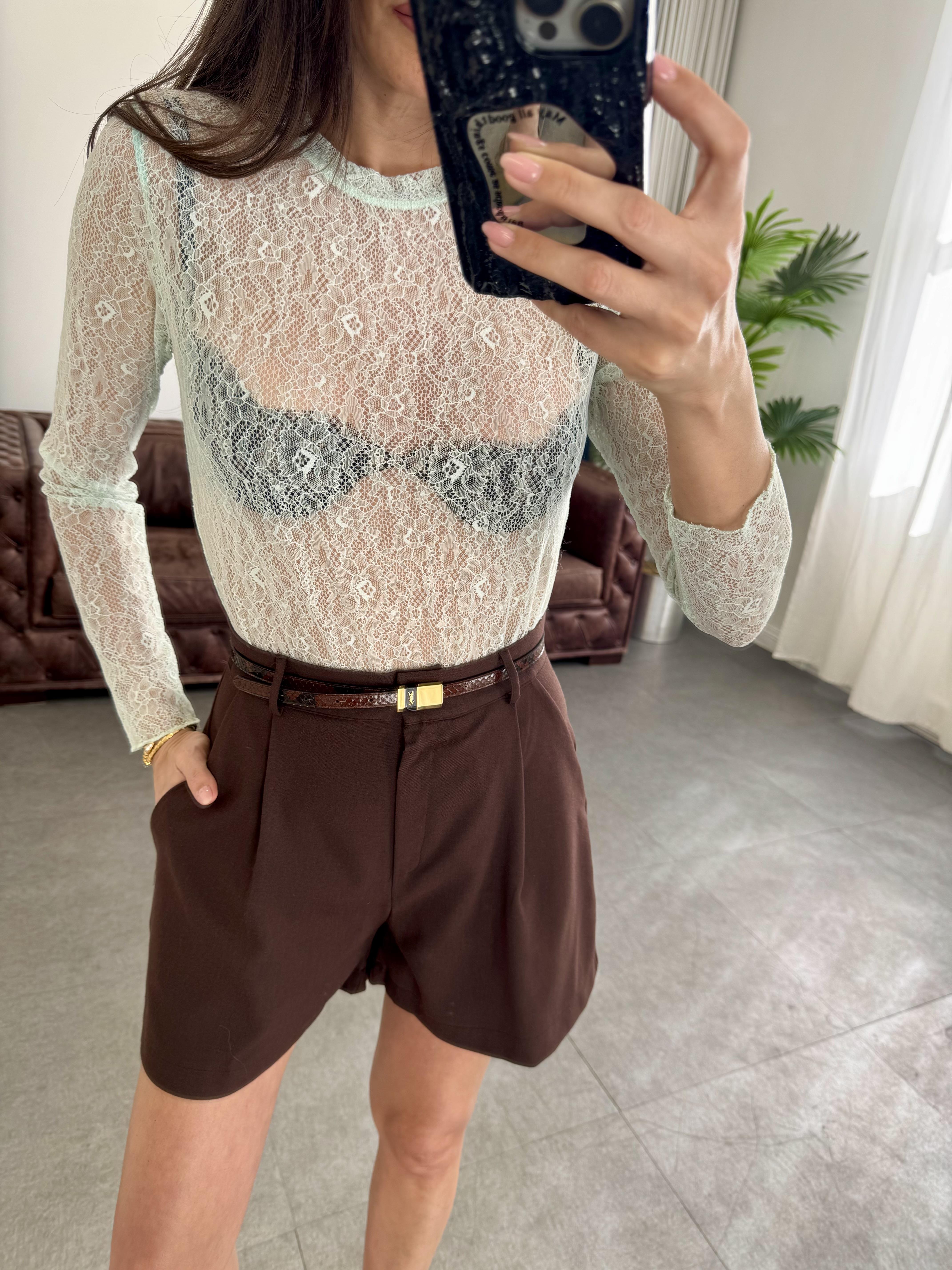 Mint Yeşil Dantel Bluz