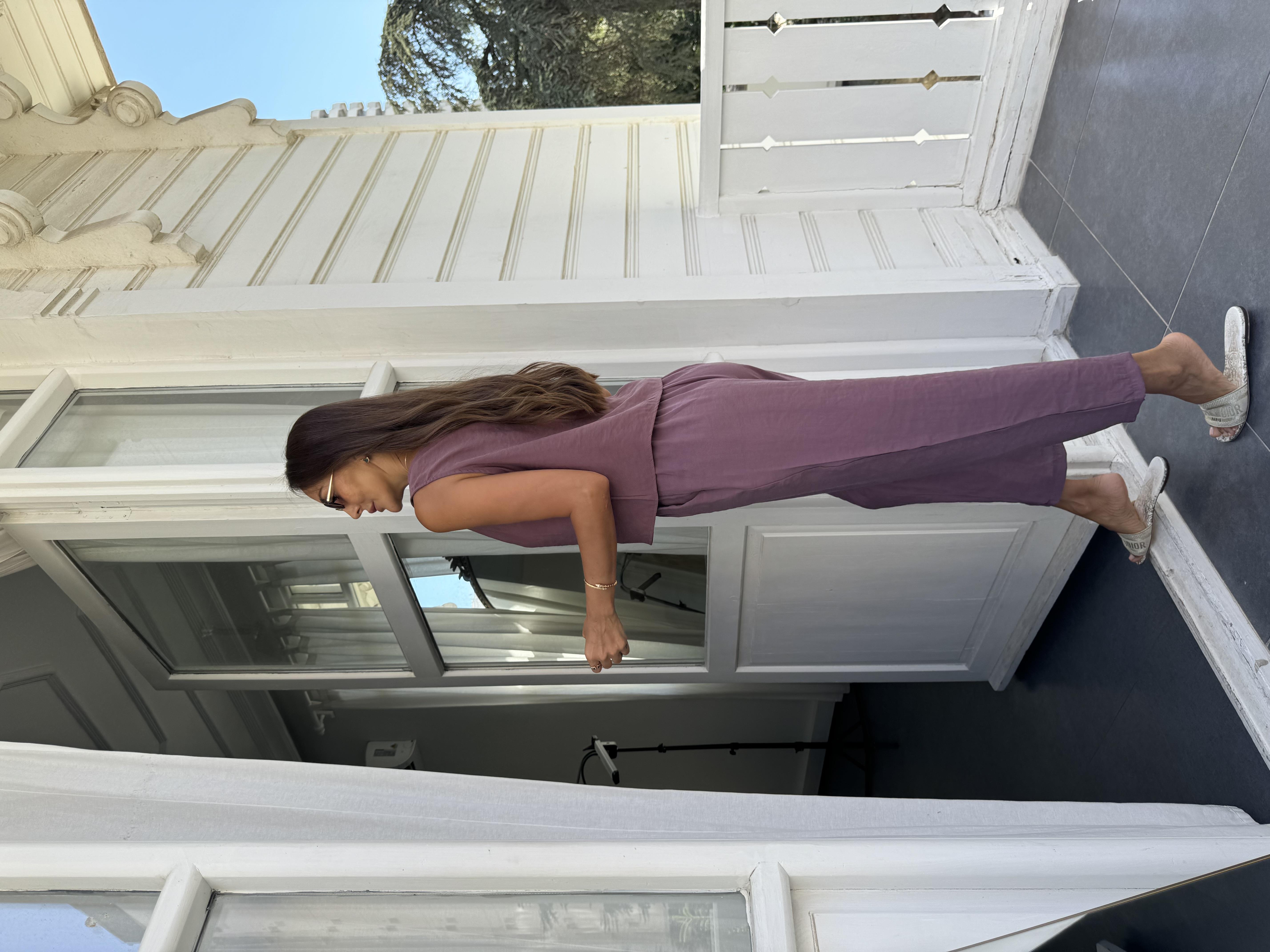 Mor Tencel Kumaş Pantolon Takım
