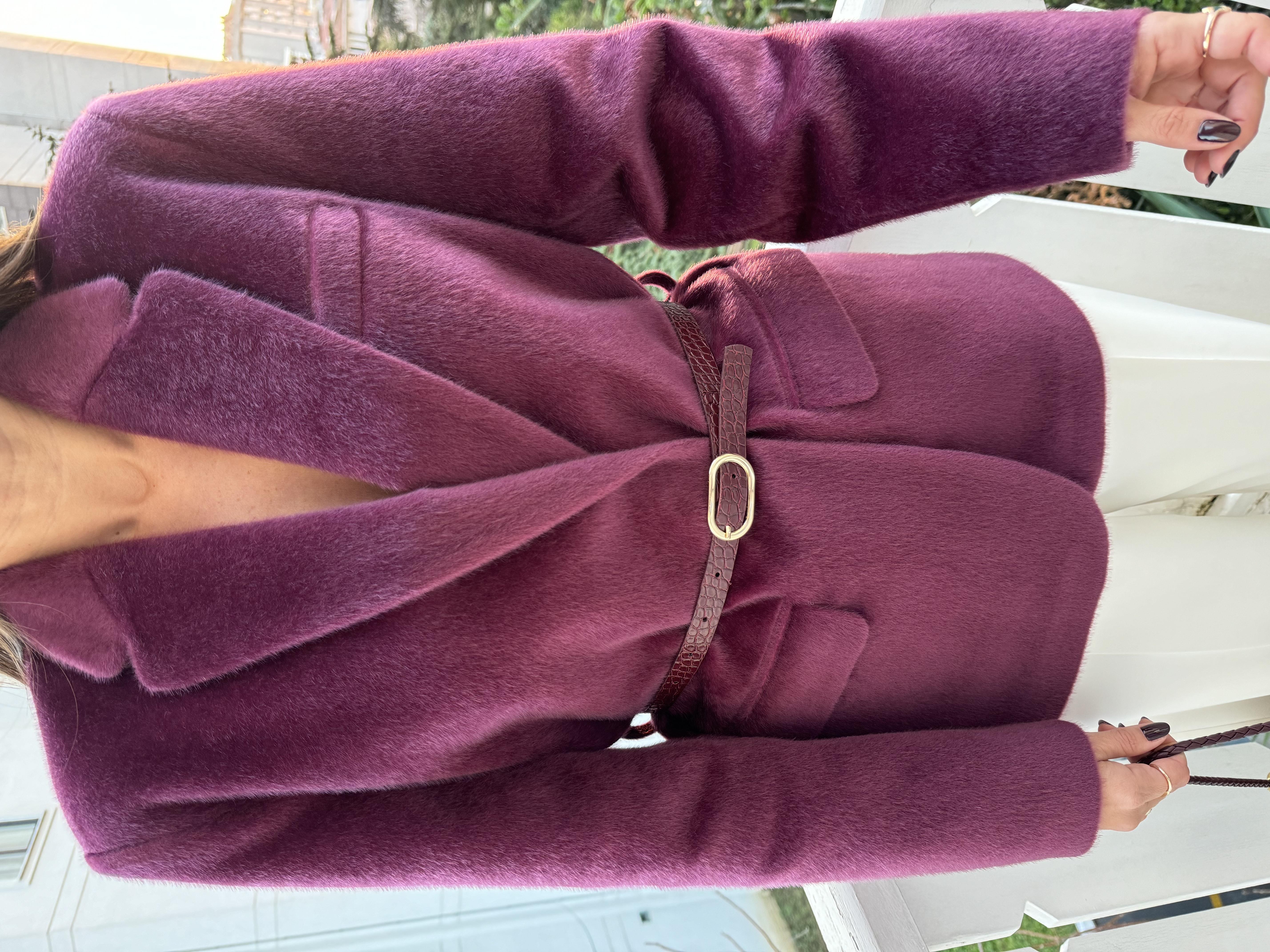 Mürdüm Tüylü Ceket