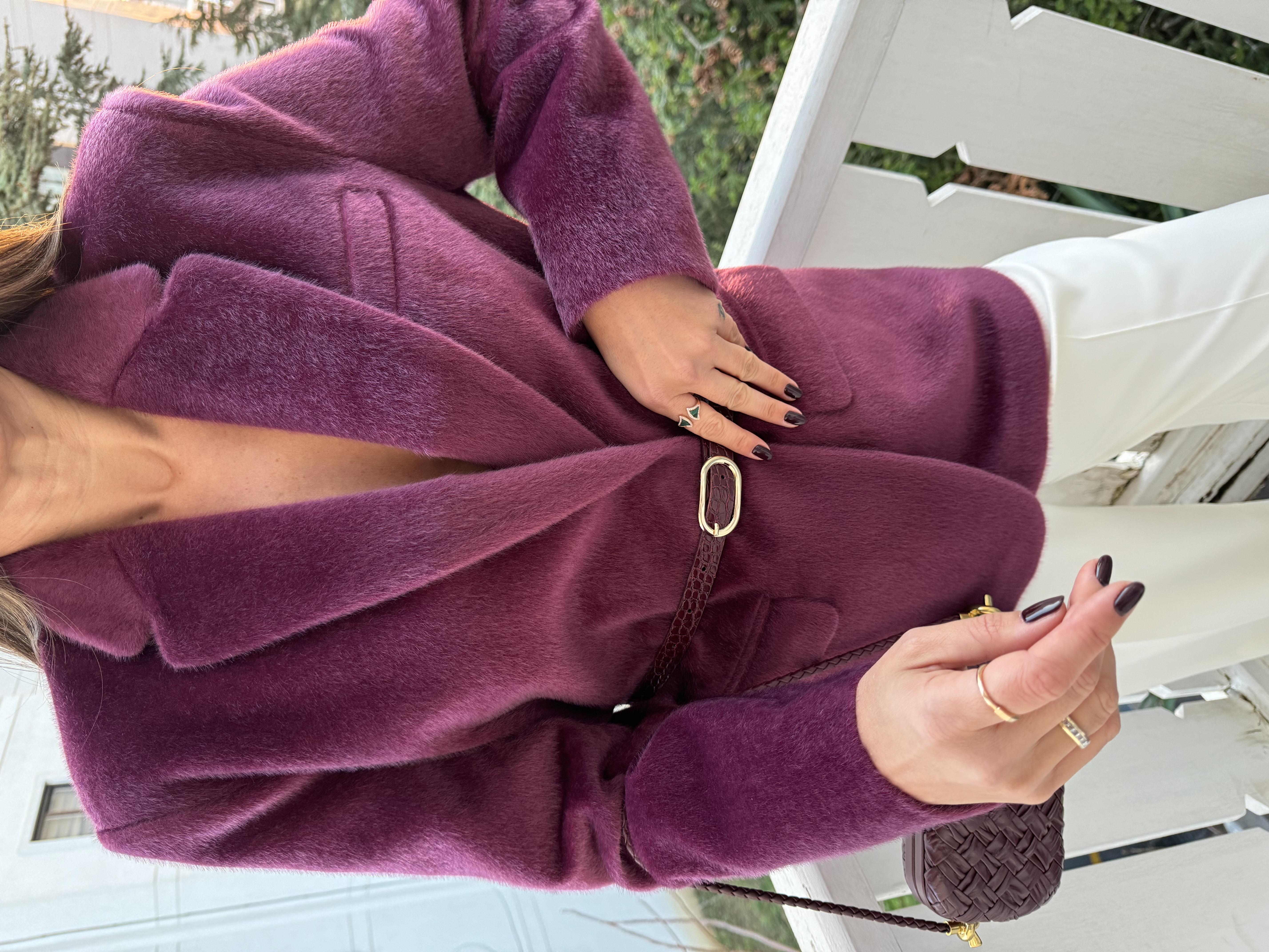 Mürdüm Tüylü Ceket