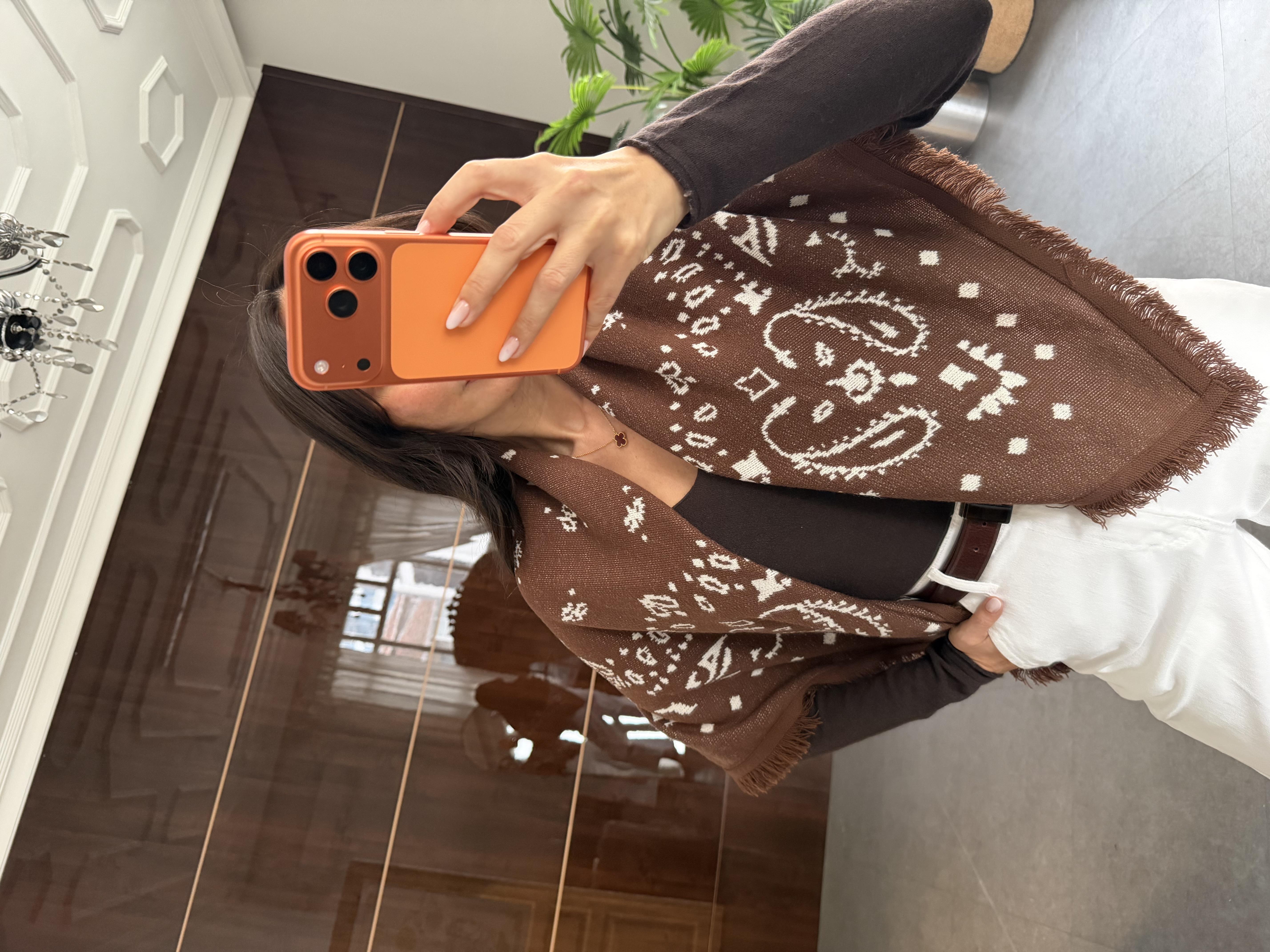 Orta Kahve-Krem Şal