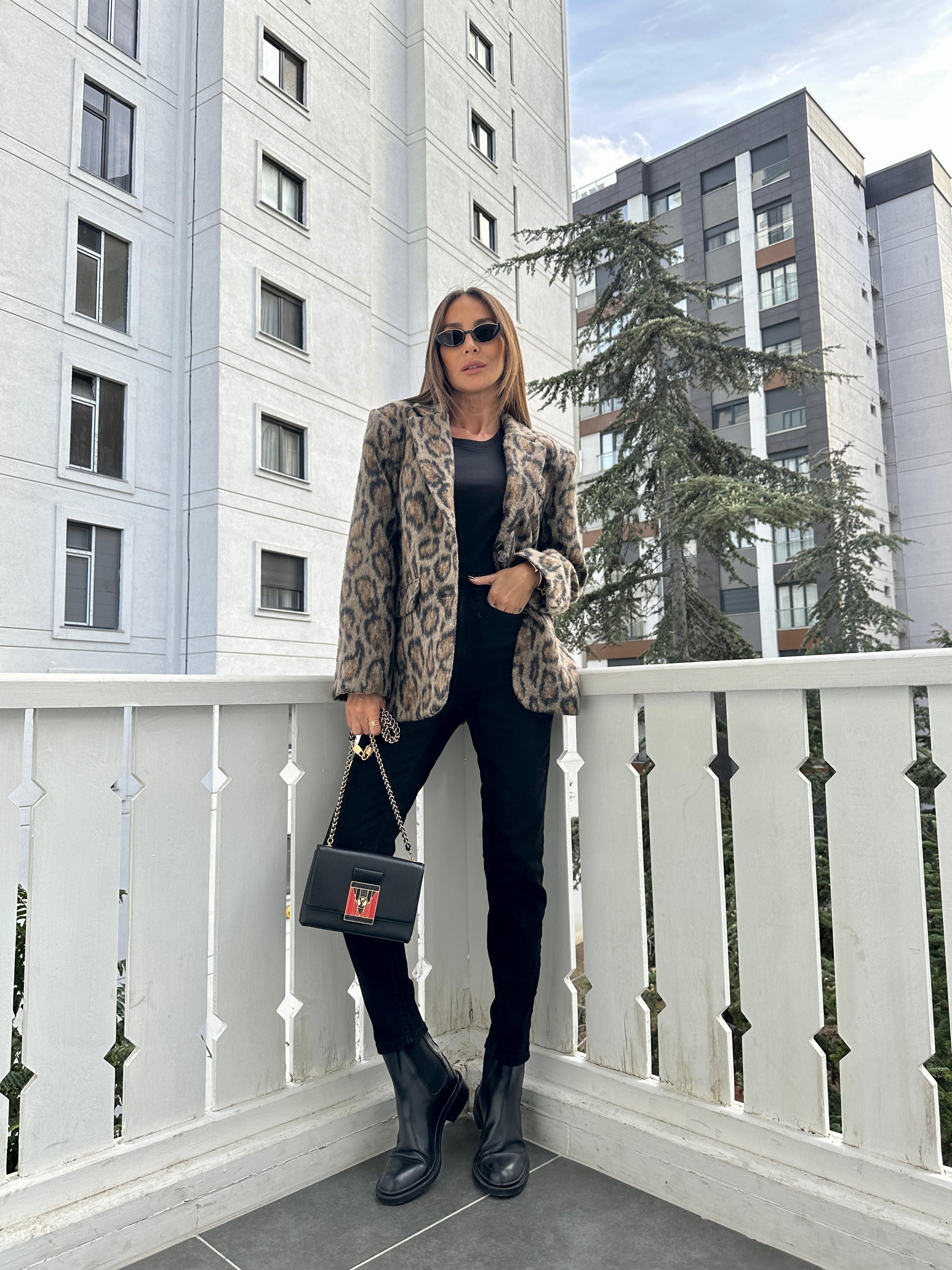 Oversize Leopar Ceket