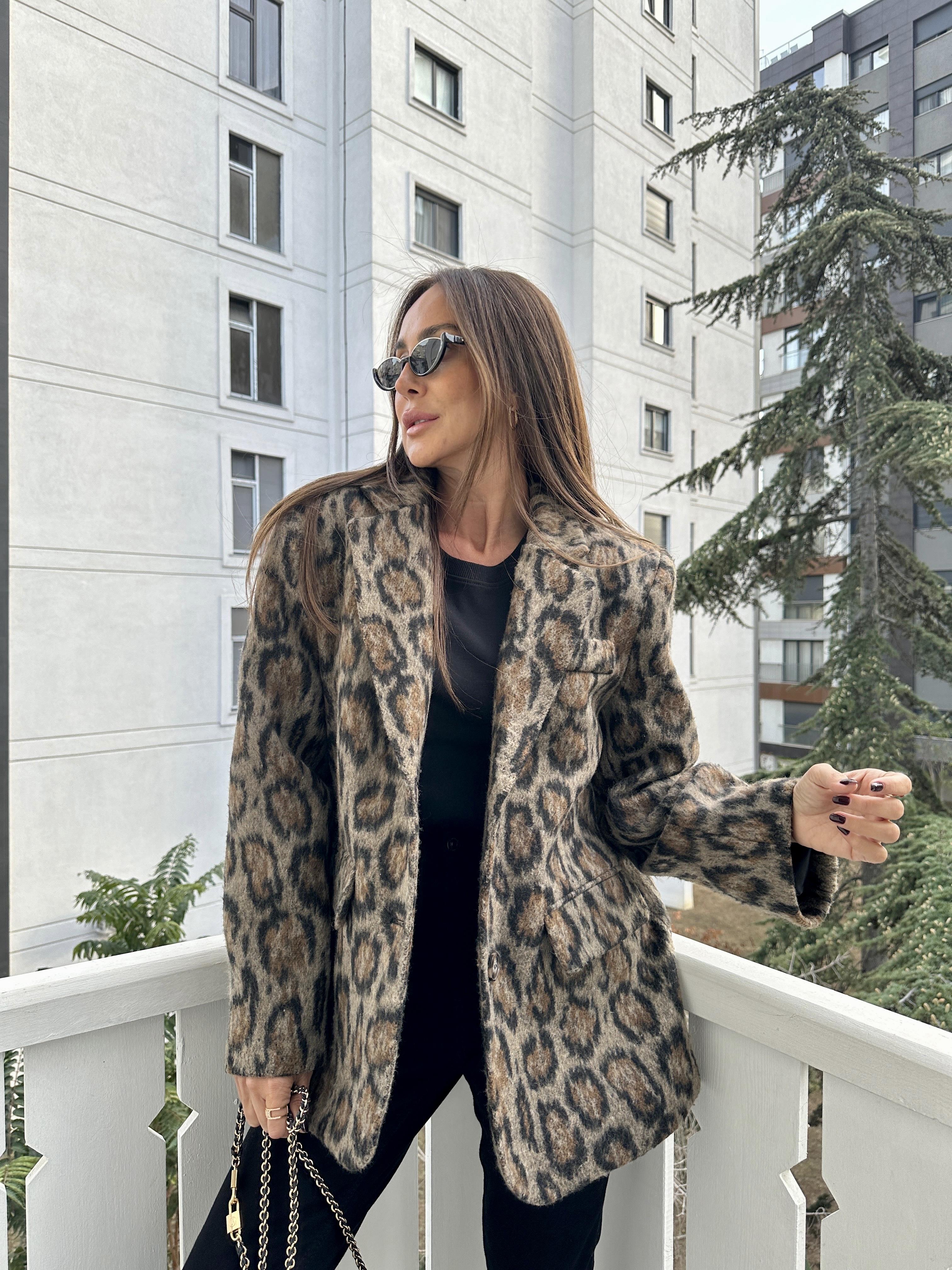 Oversize Leopar Ceket