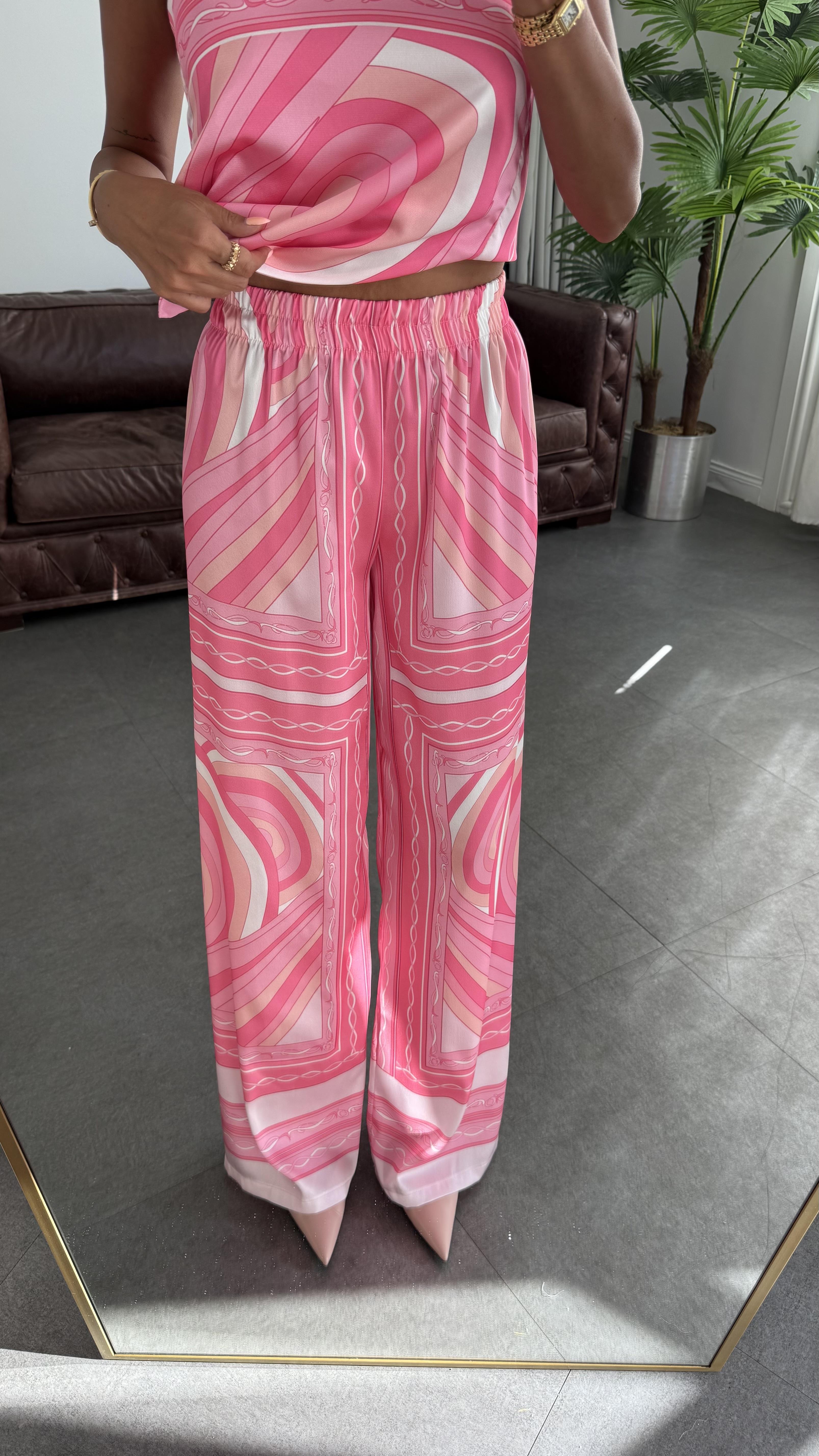 Pembe Bunbury Saten İkili Takım