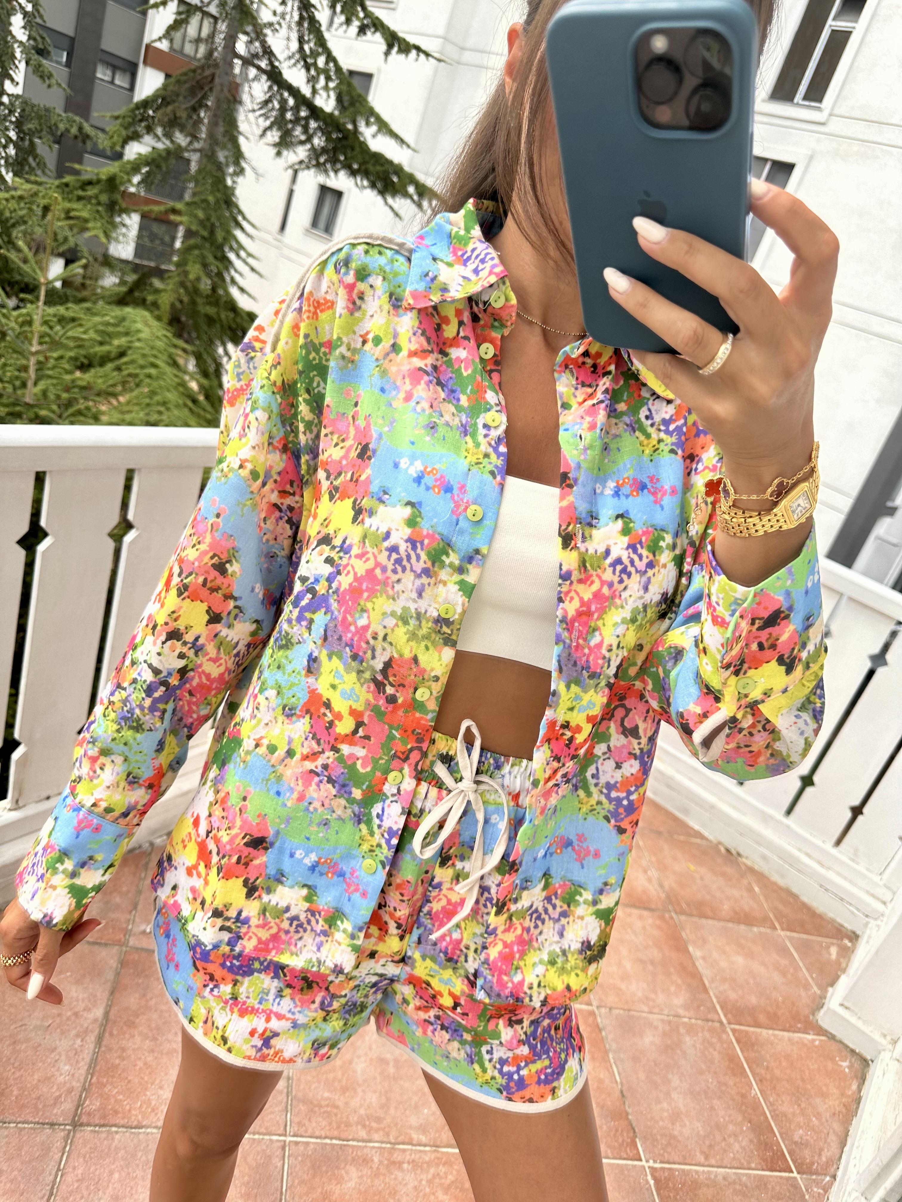 Pembe Çiçekli Kadın Takım