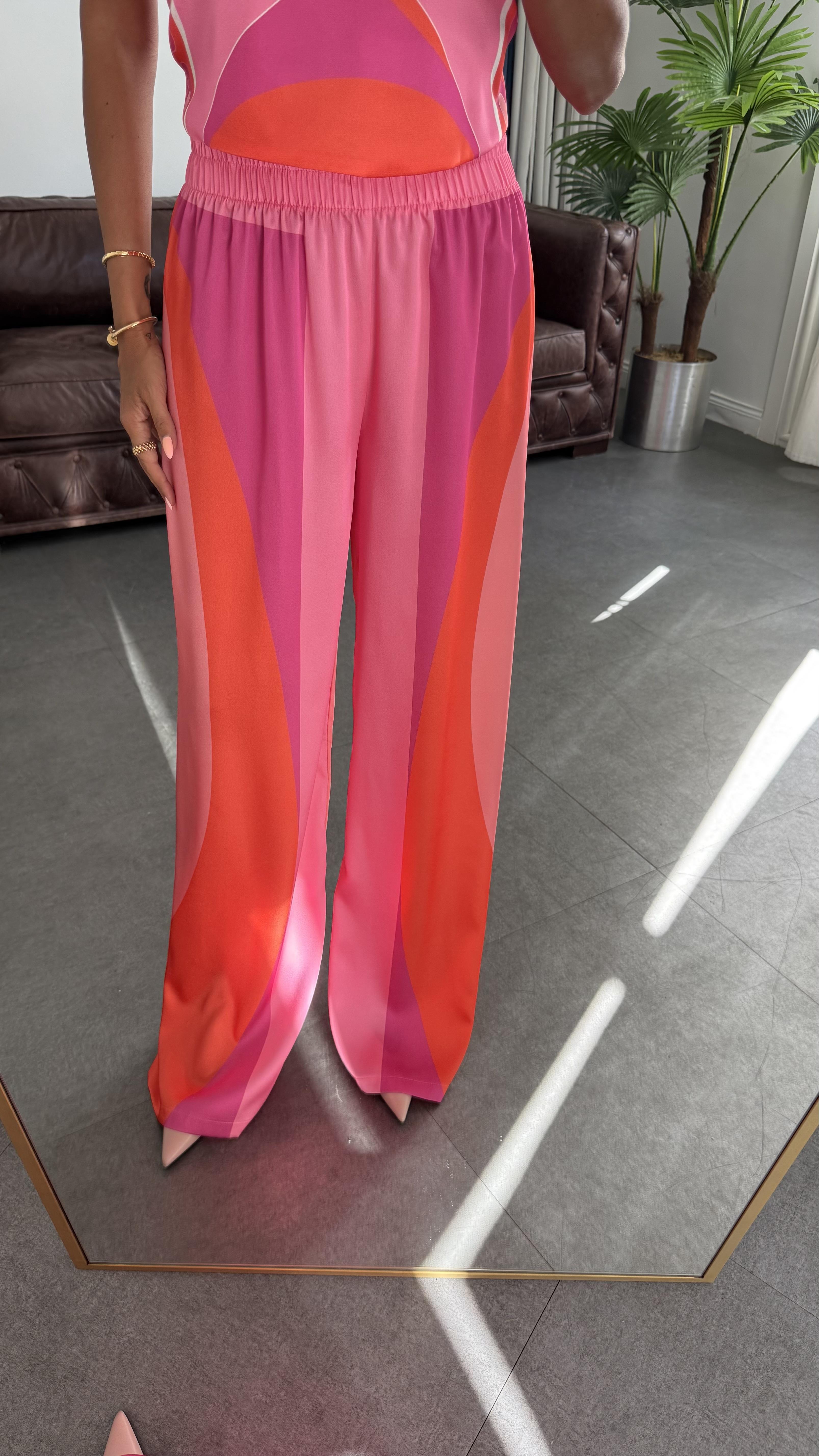 Pembe Desenli Puka Kadın Takım