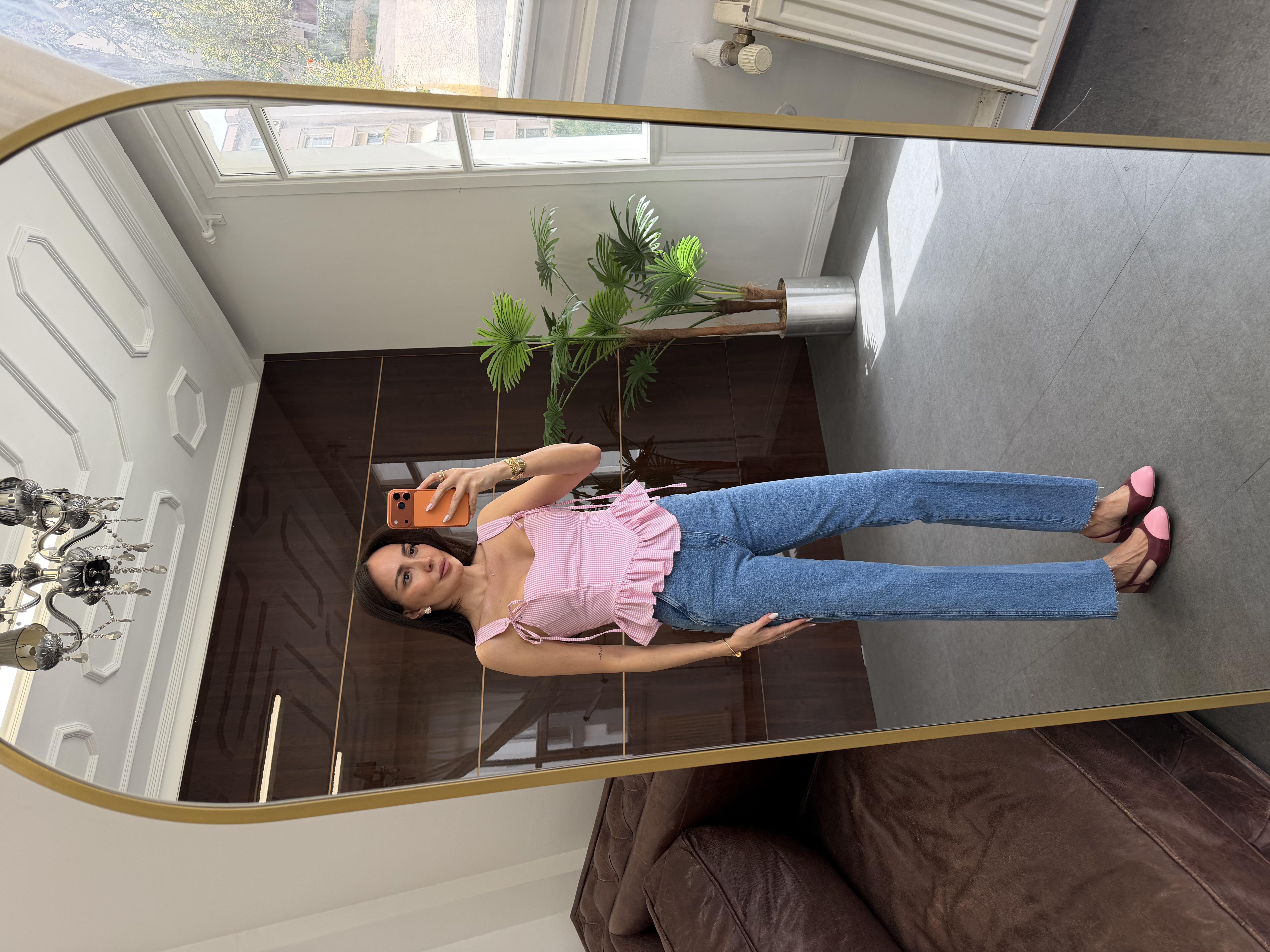 Pembe Fırfırlı Pötikare Bluz