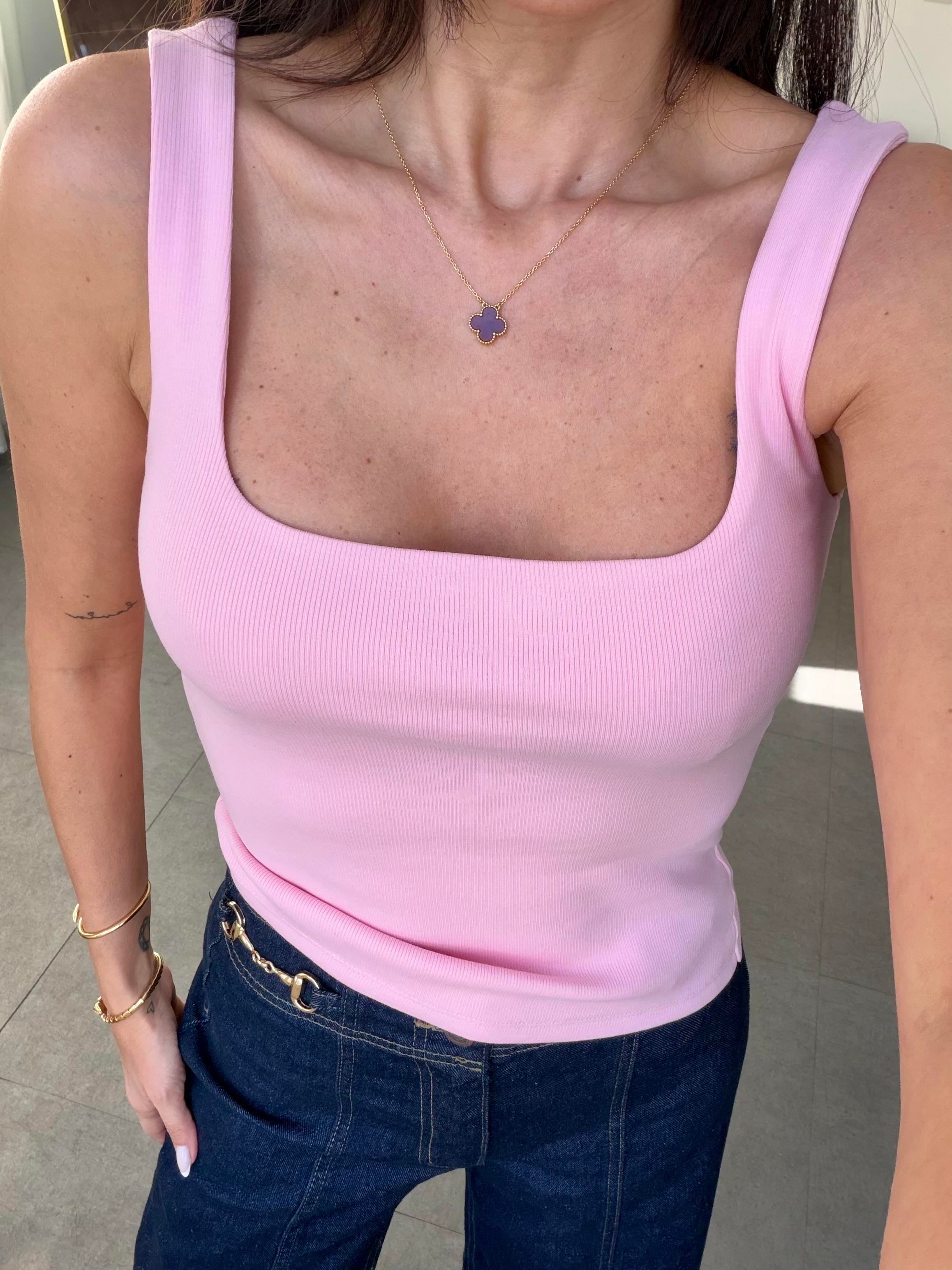 Pembe Kalın Askılı Bluz