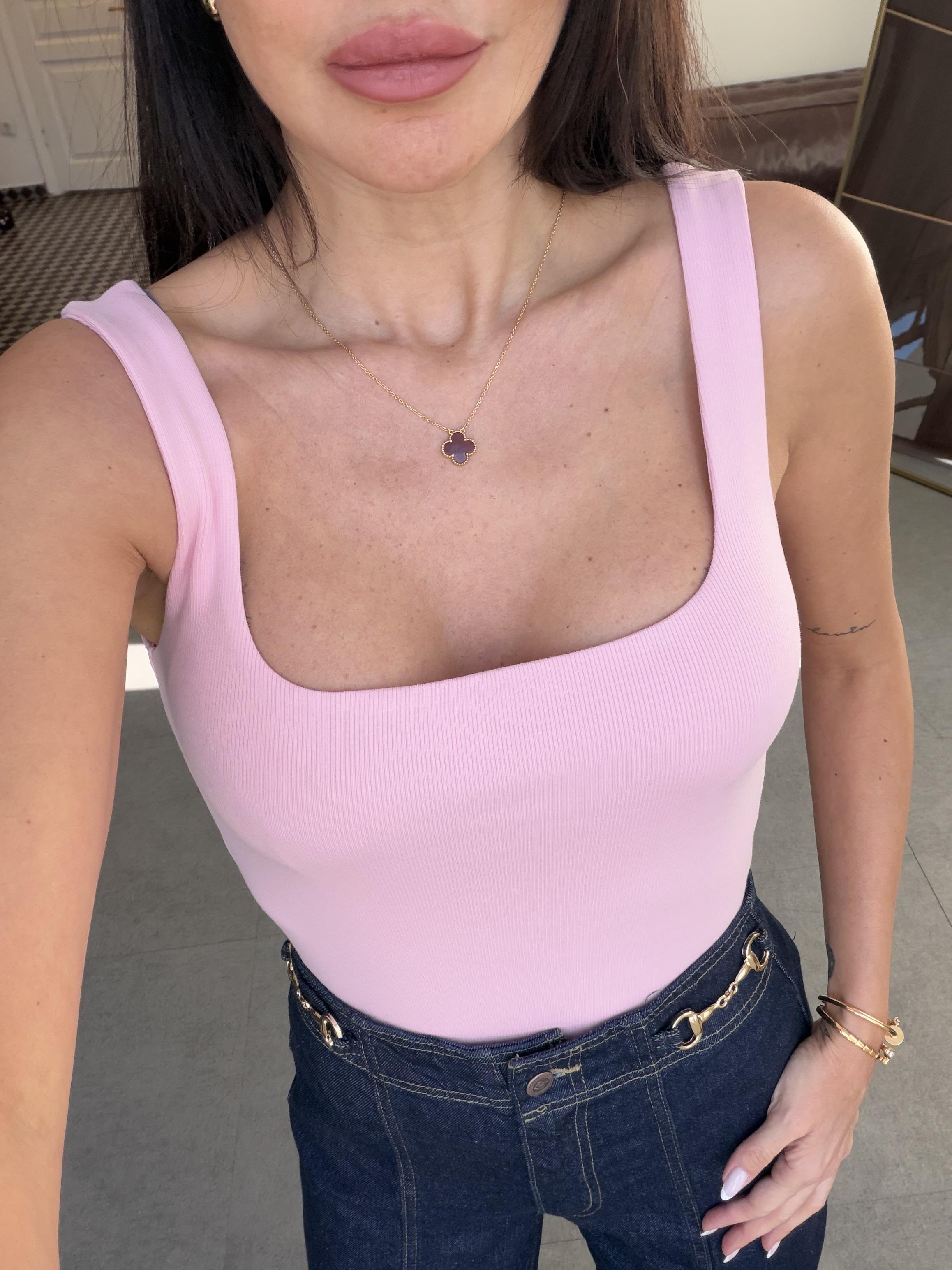 Pembe Kalın Askılı Bluz