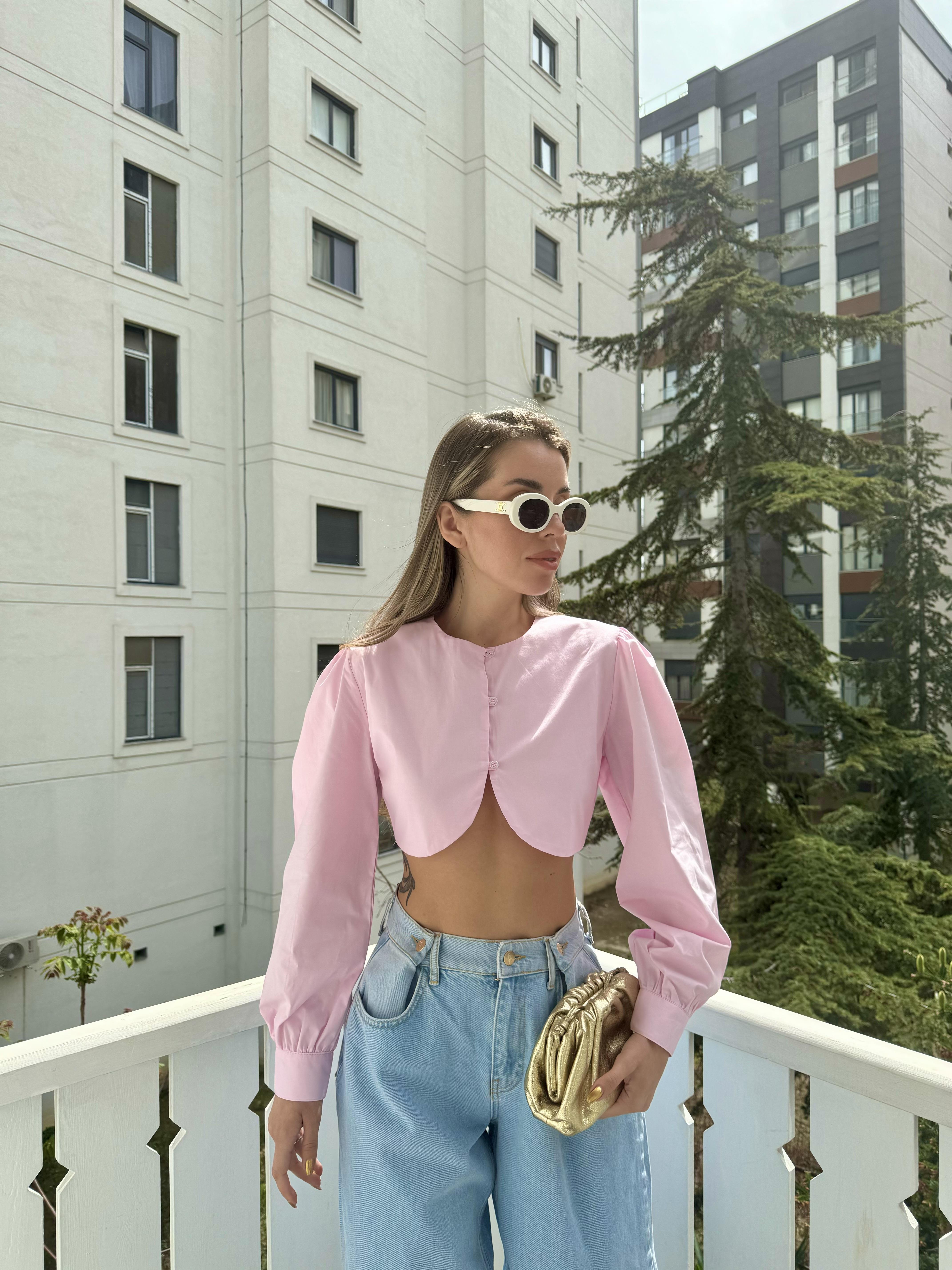 Açık Pembe Mini Gömlek