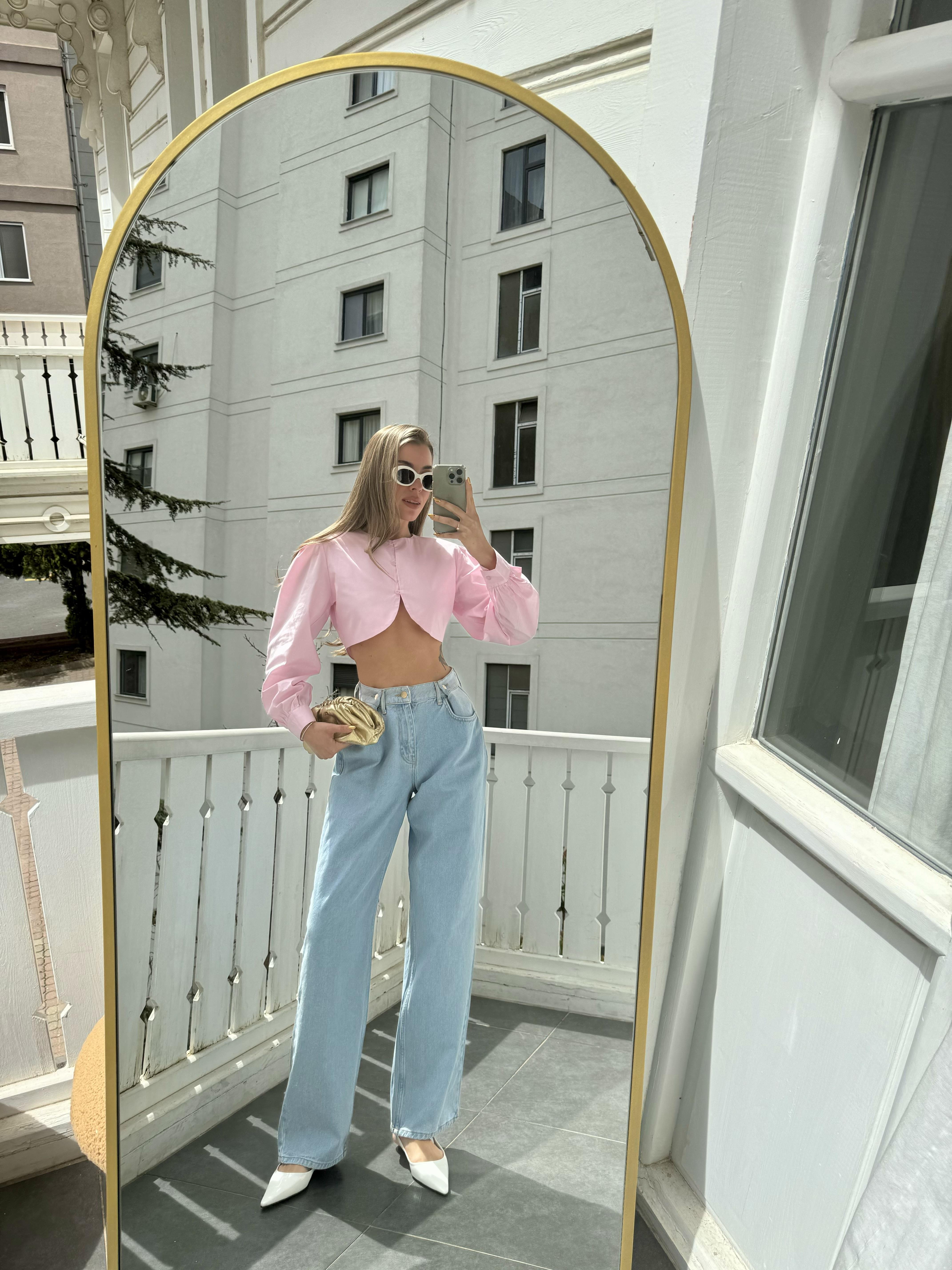 Açık Pembe Mini Gömlek