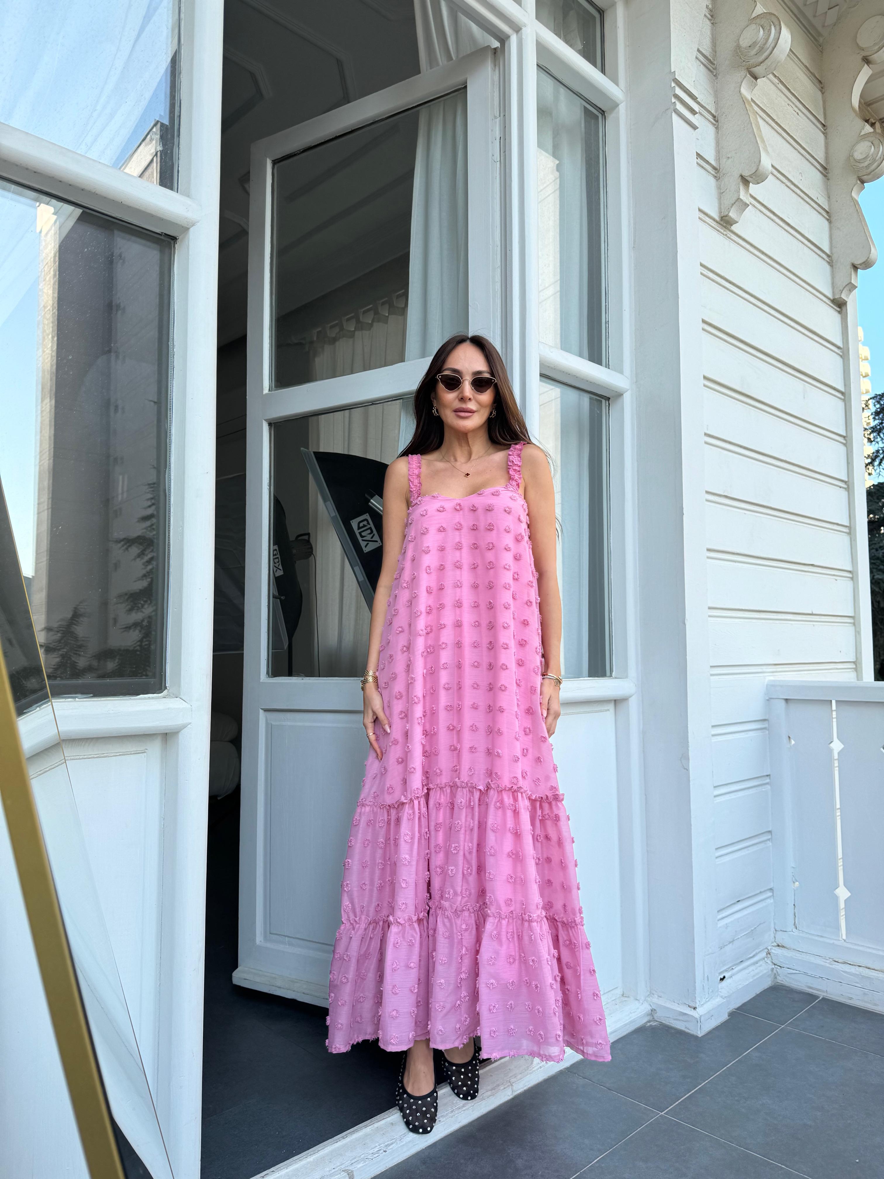 Pembe Mini Ponpon Elbise