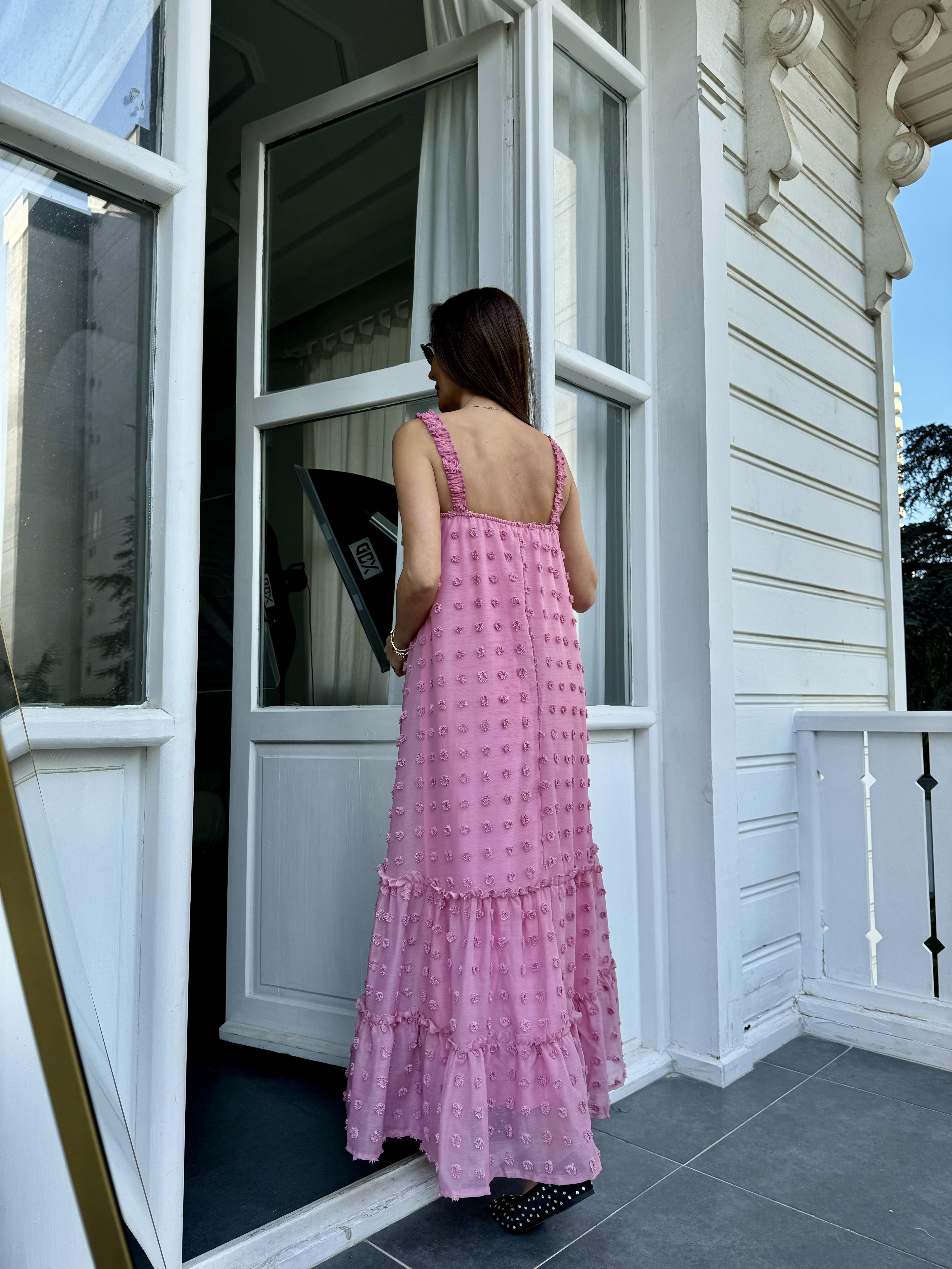 Pembe Mini Ponpon Elbise