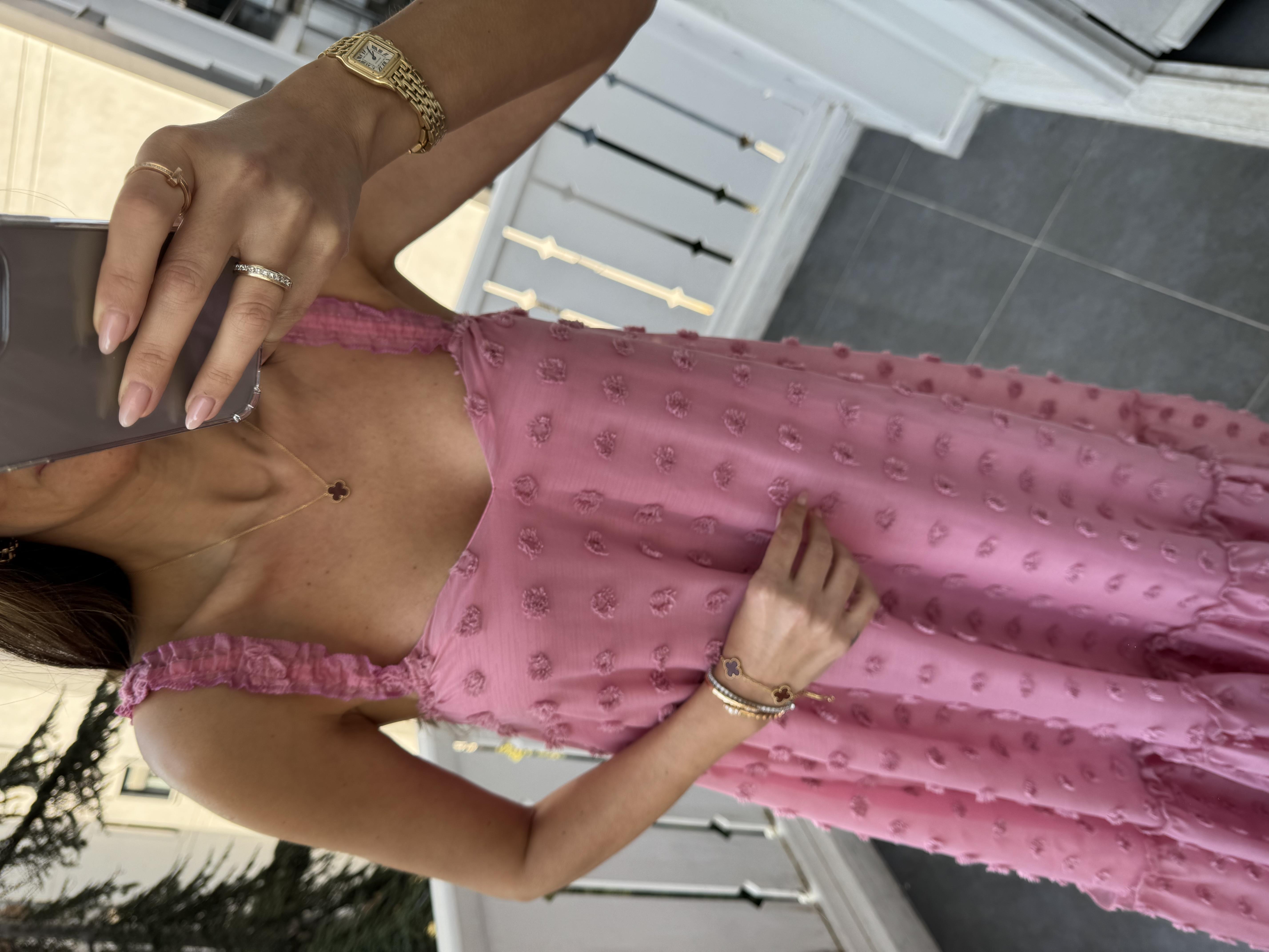 Pembe Mini Ponpon Elbise