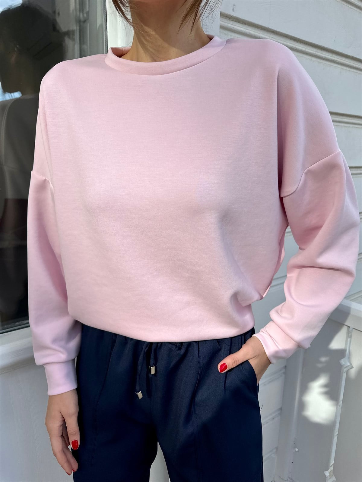 Pembe Yumuşak Dokulu Sweat