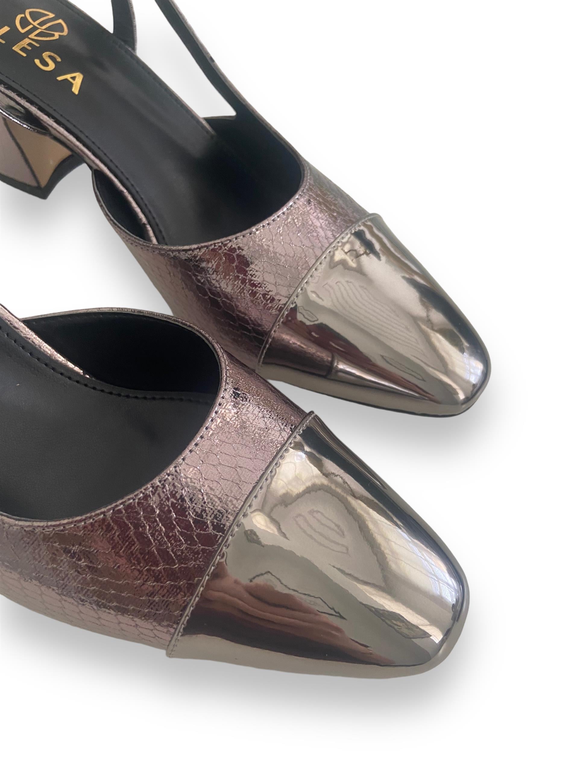 Platin Ella Topuklu Ayakkabı