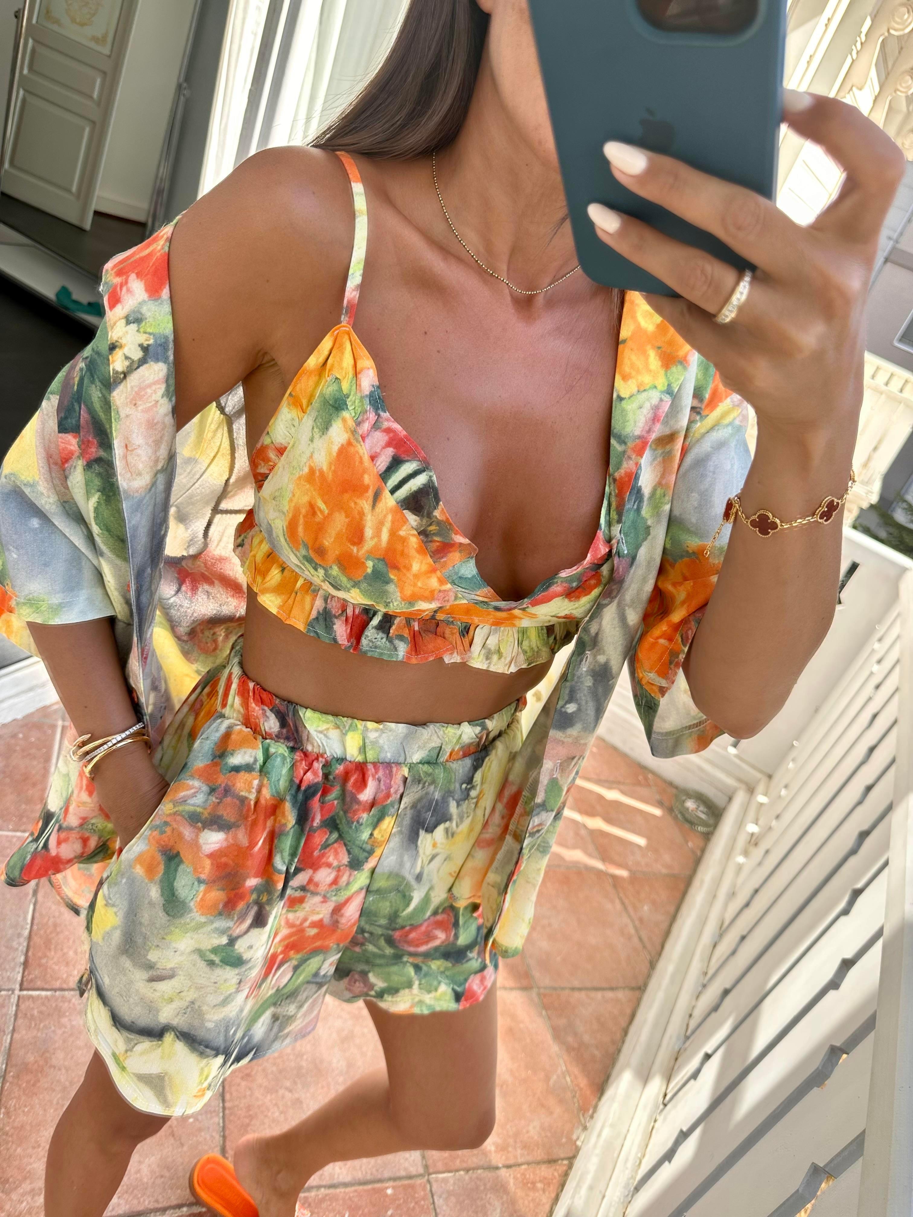 Renkli Desenli Kadın Takım