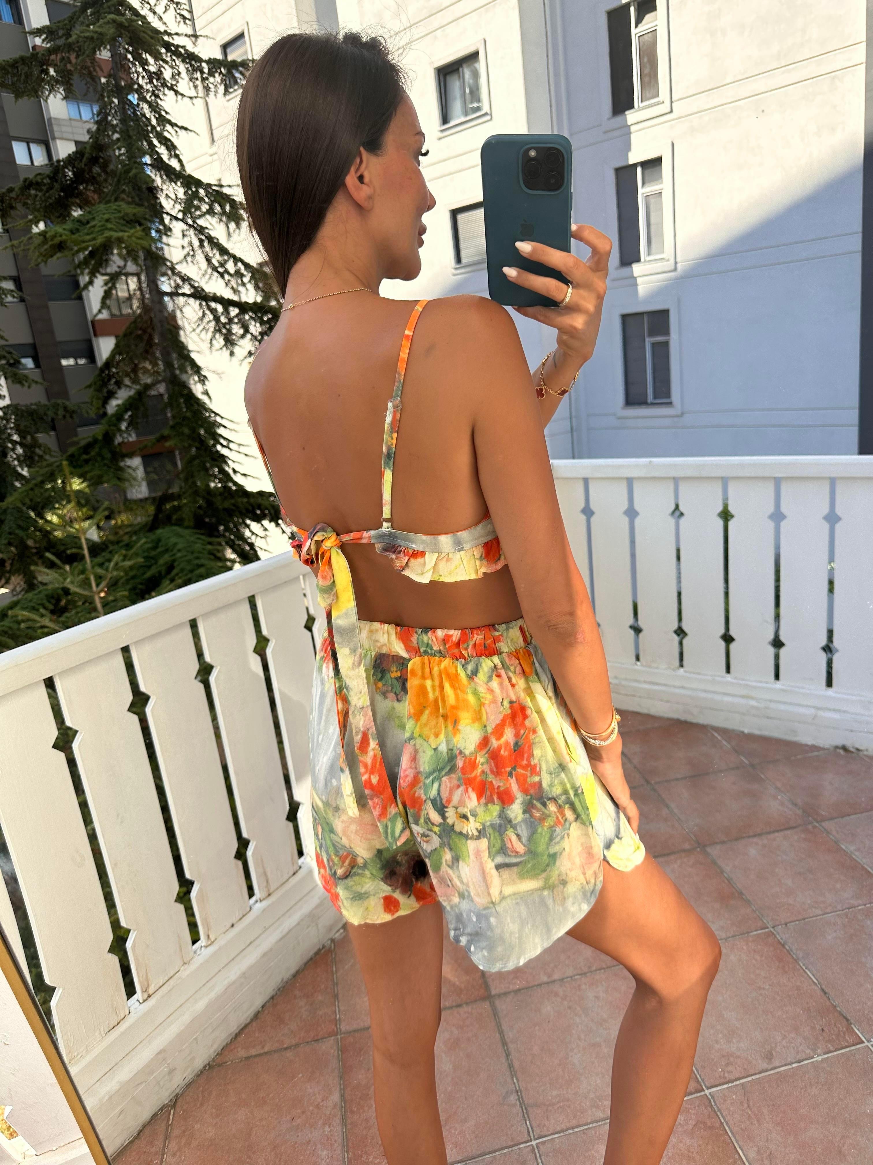 Renkli Desenli Kadın Takım