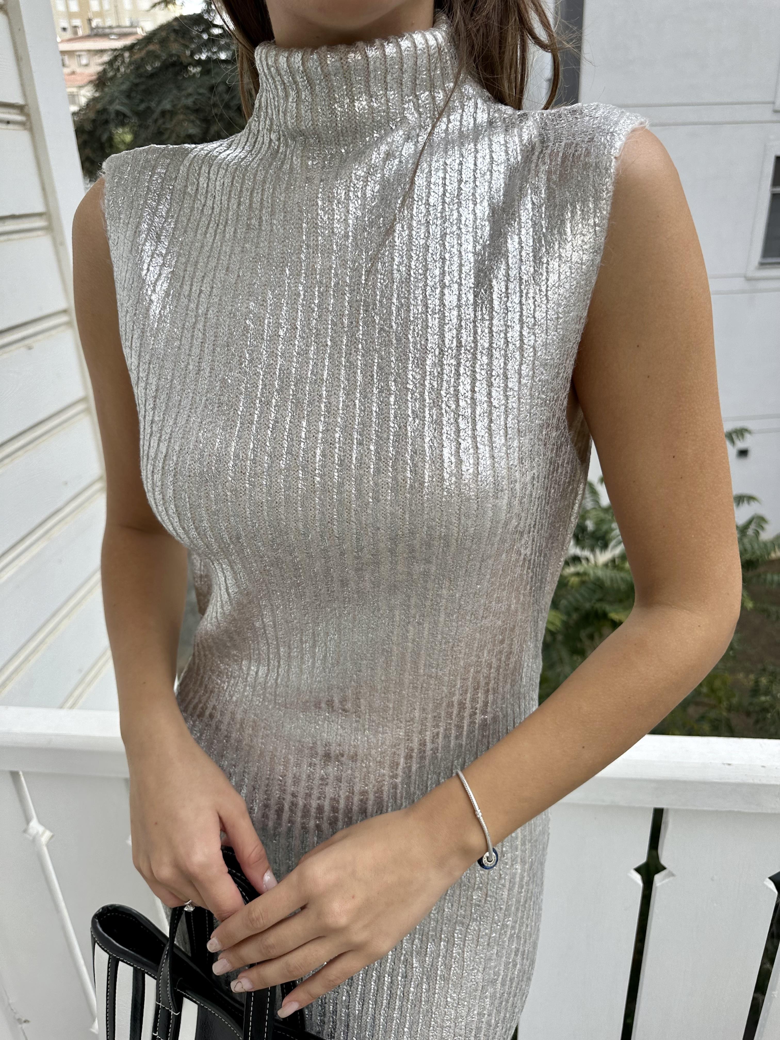 Silver Varaklı Triko Elbise