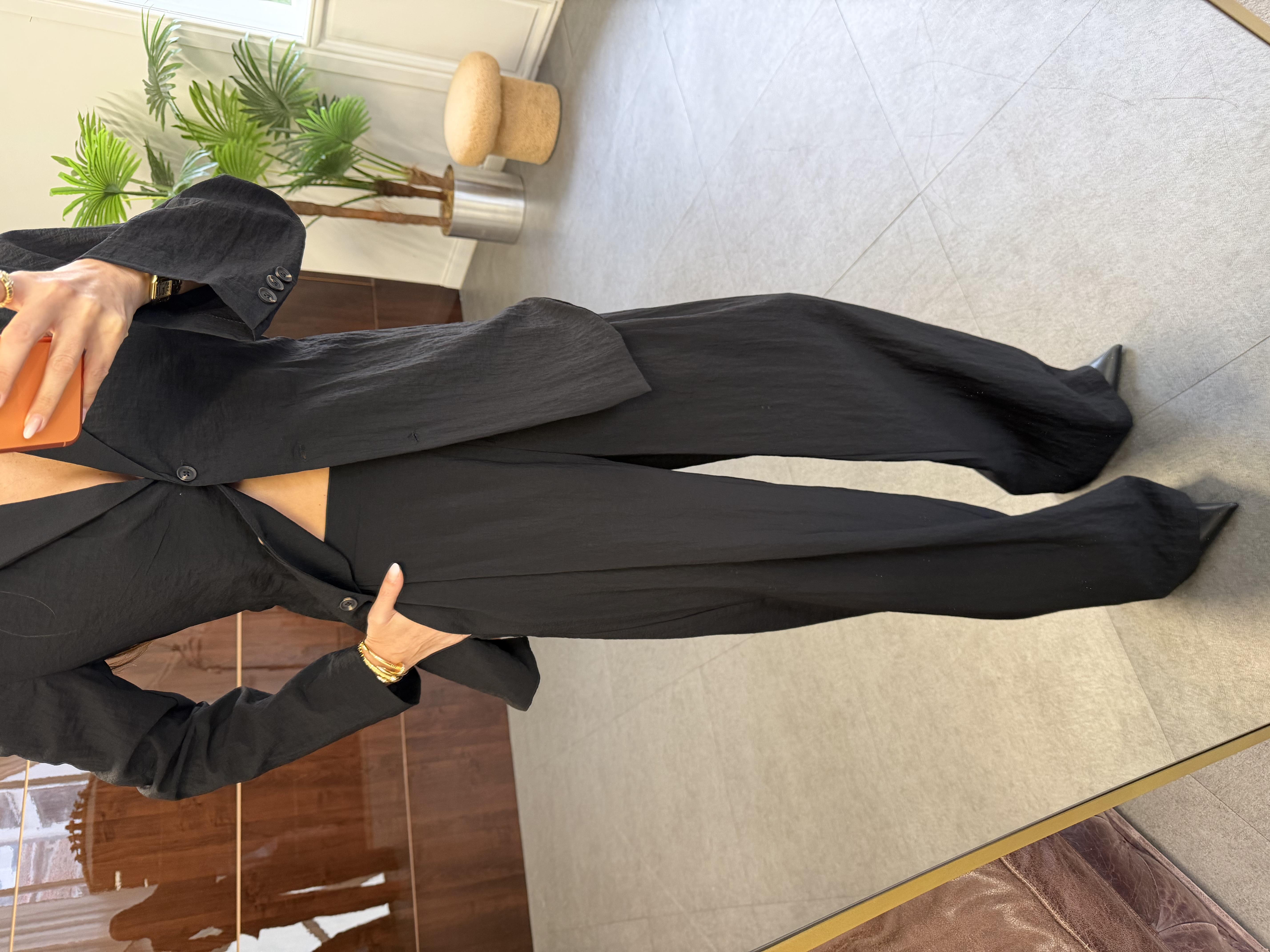 Siyah Astarsız Ceket Pantolon Takım