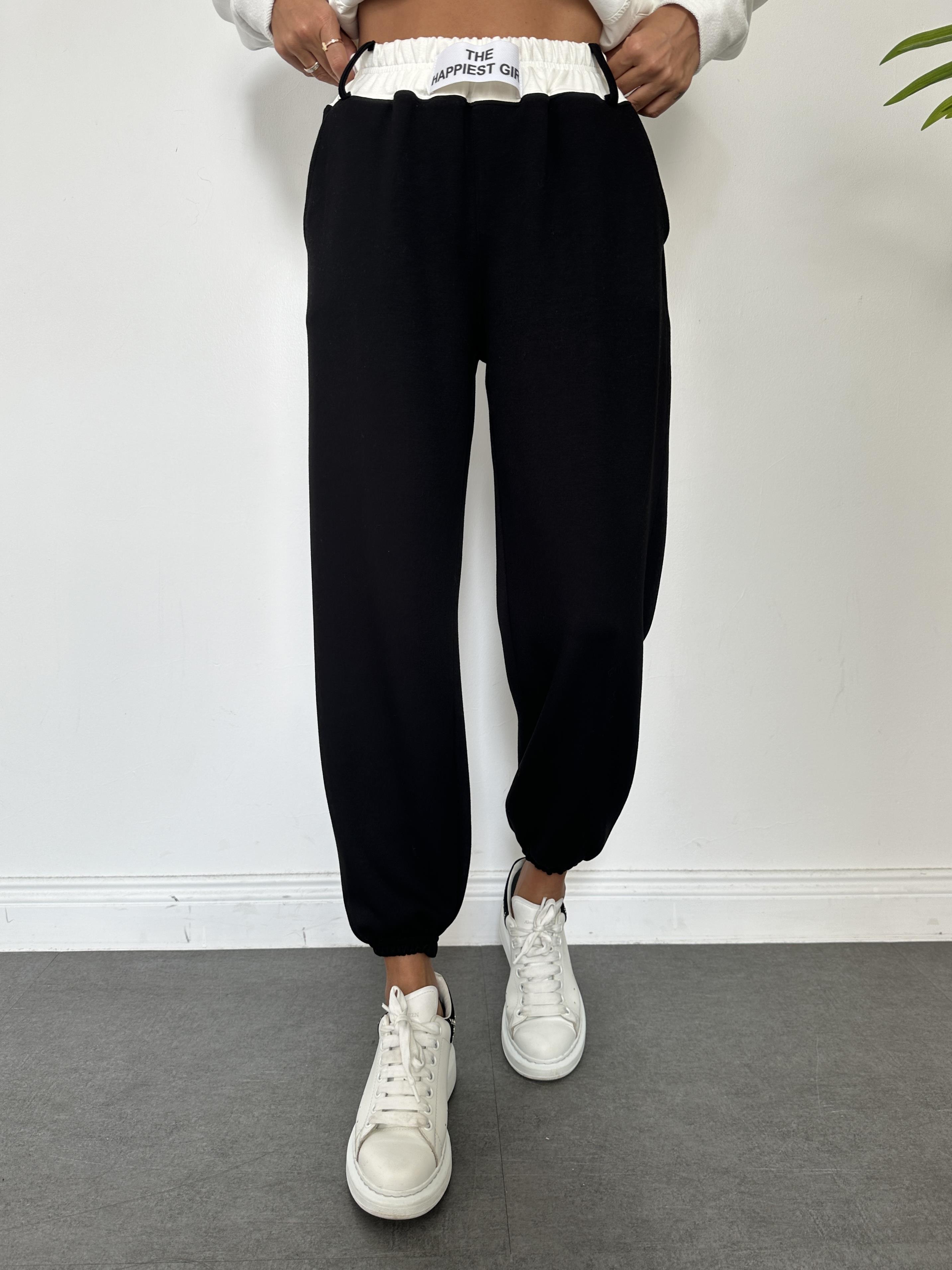 Siyah Beli Lastikli Eşofman