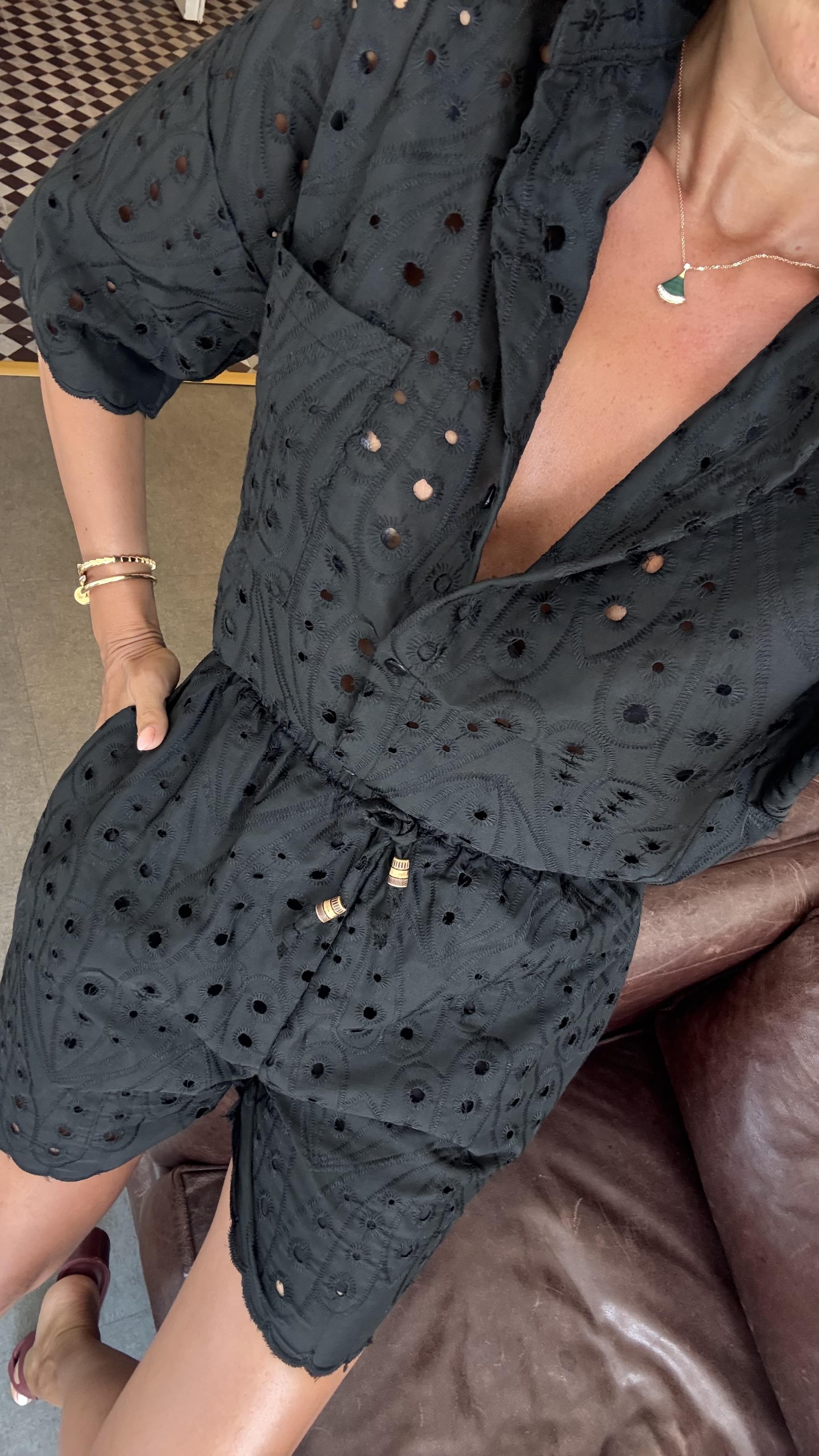 Siyah Brode Şortlu Takım