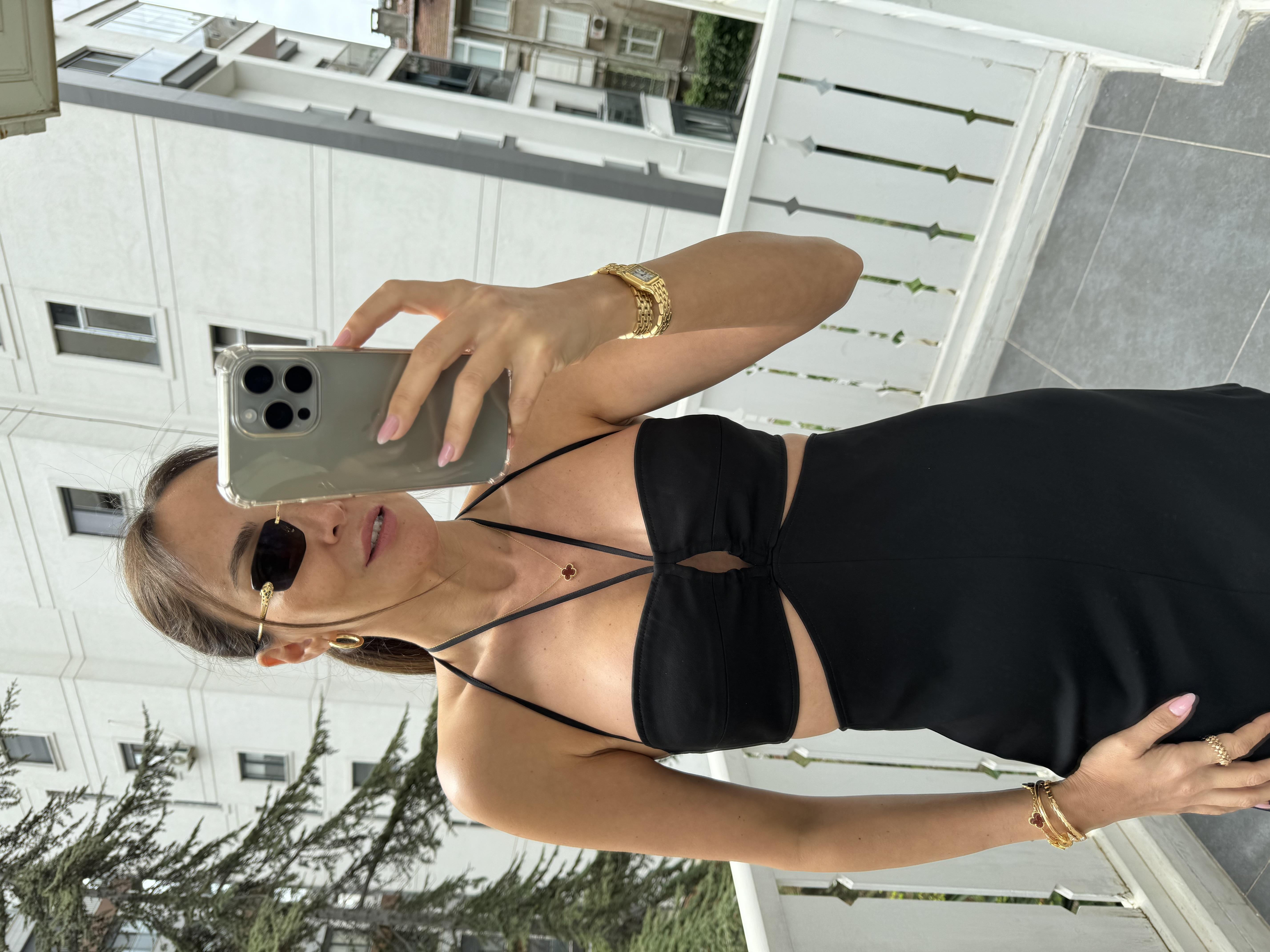 Siyah Çapraz Dekolte Mini Elbise