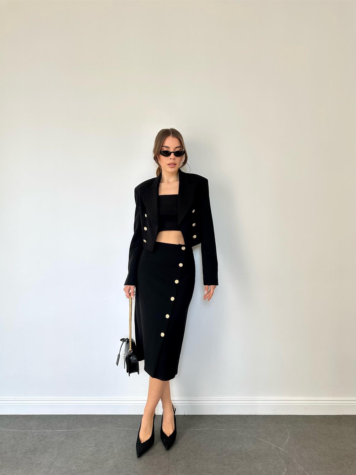 Siyah Ceket Etek İkili Takım