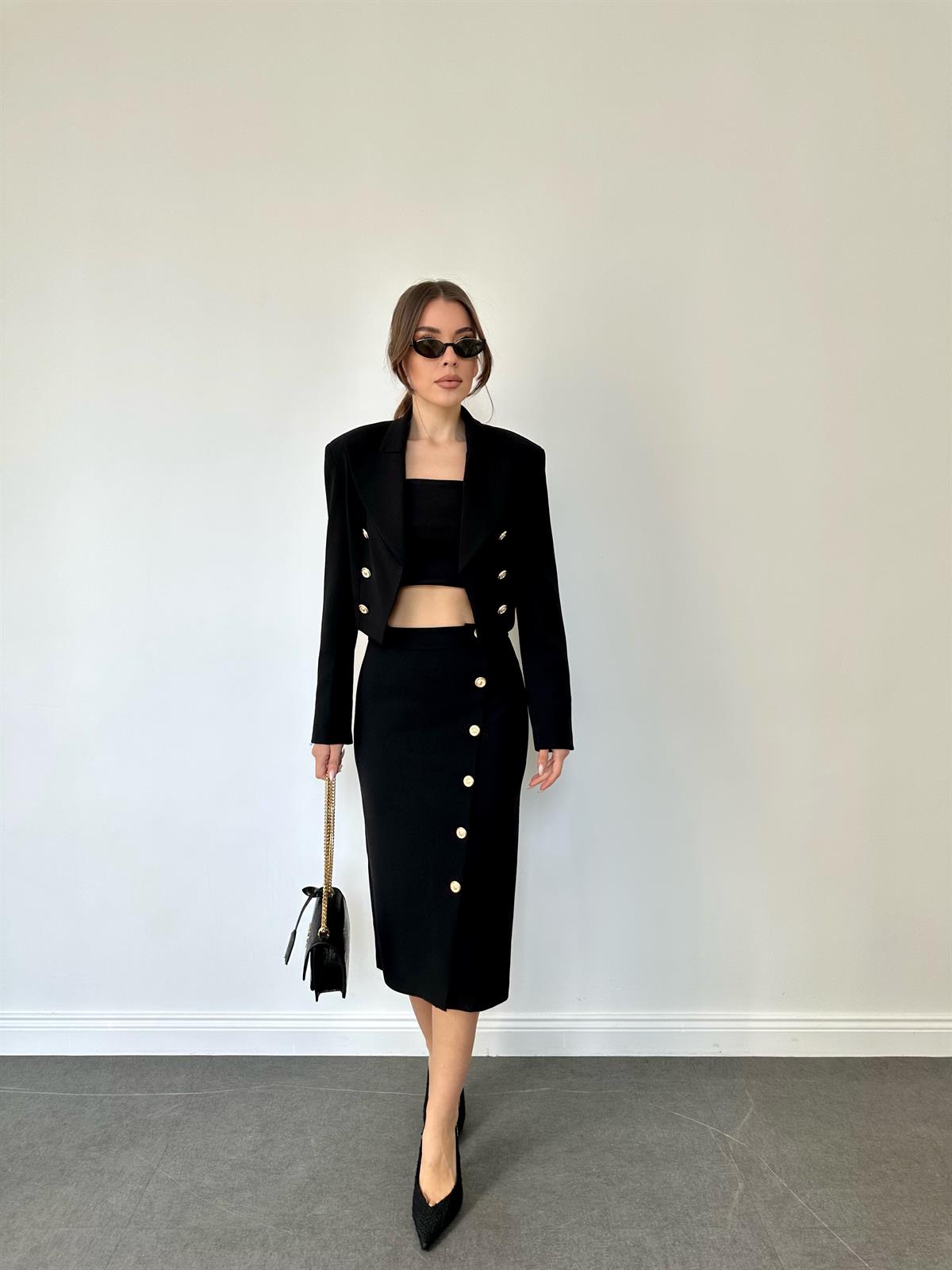 Siyah Ceket Etek İkili Takım