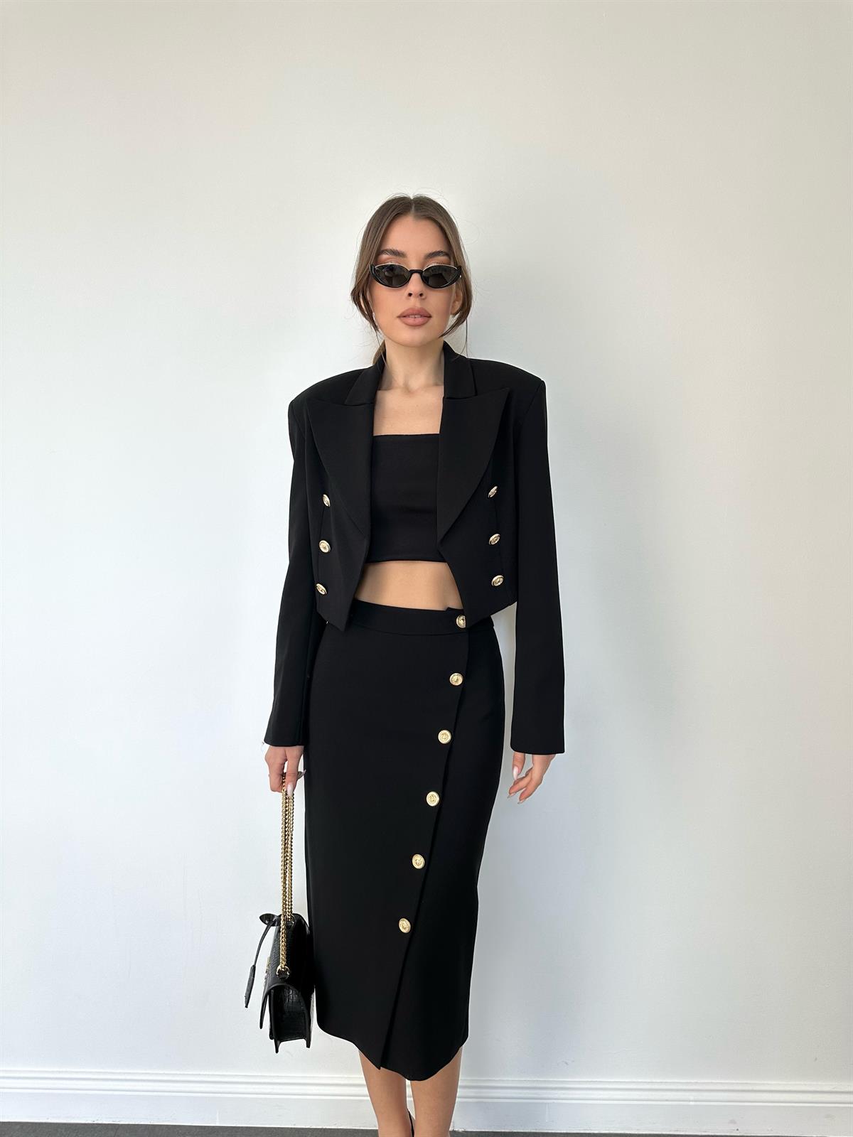 Siyah Ceket Etek İkili Takım