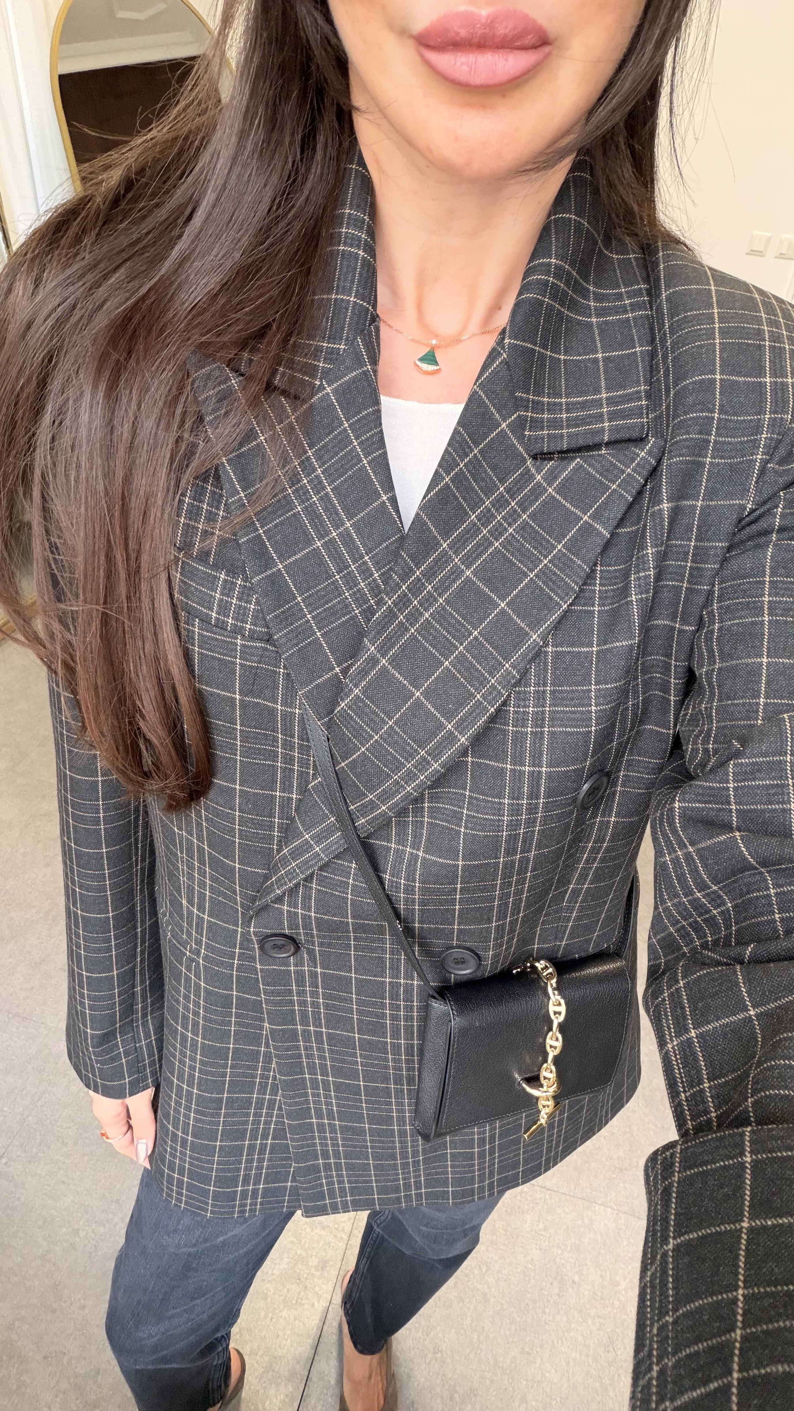 Antrasit Çizgi Desen Blazer Ceket