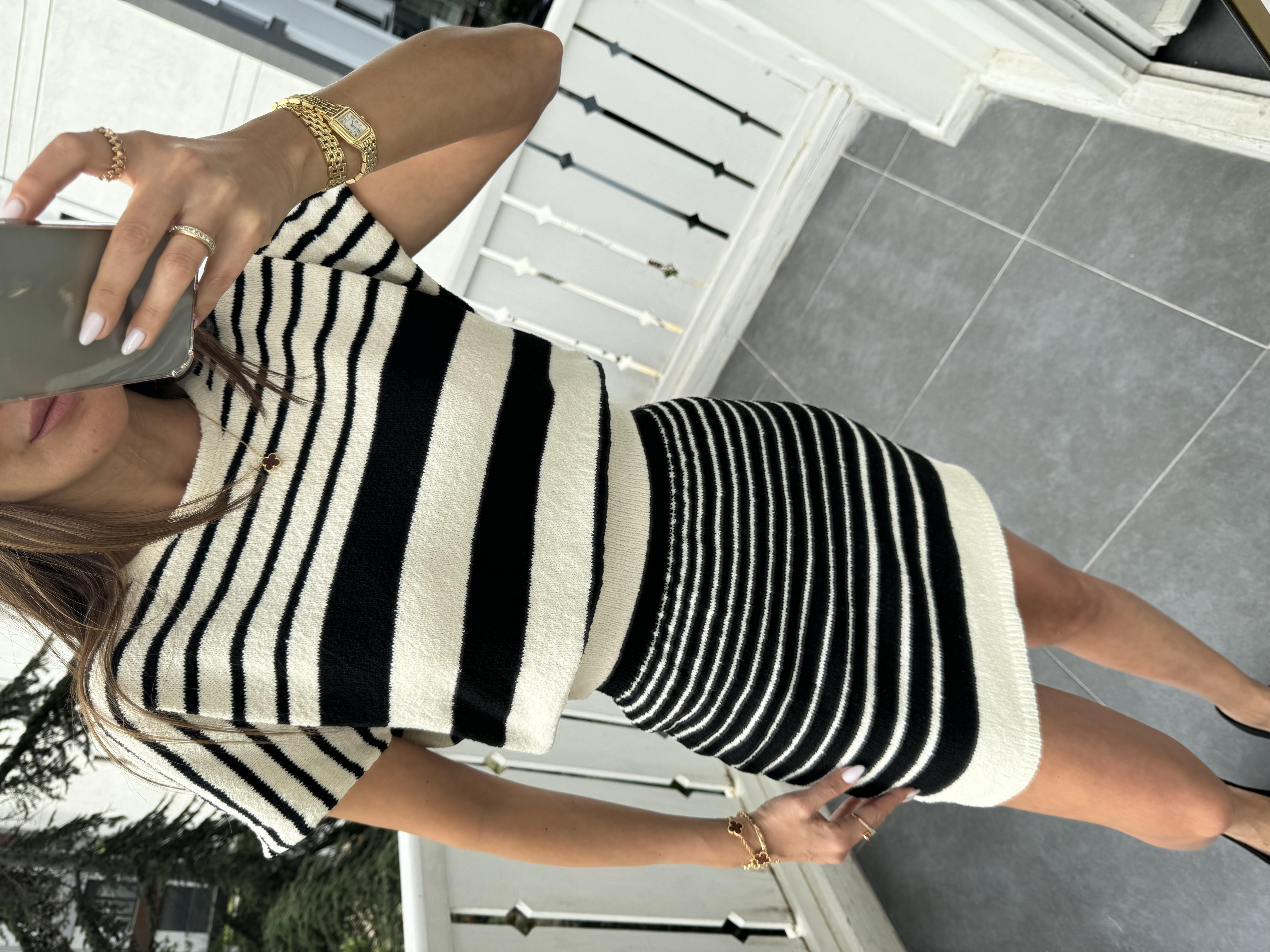 Siyah Çizgili Havlu Takım