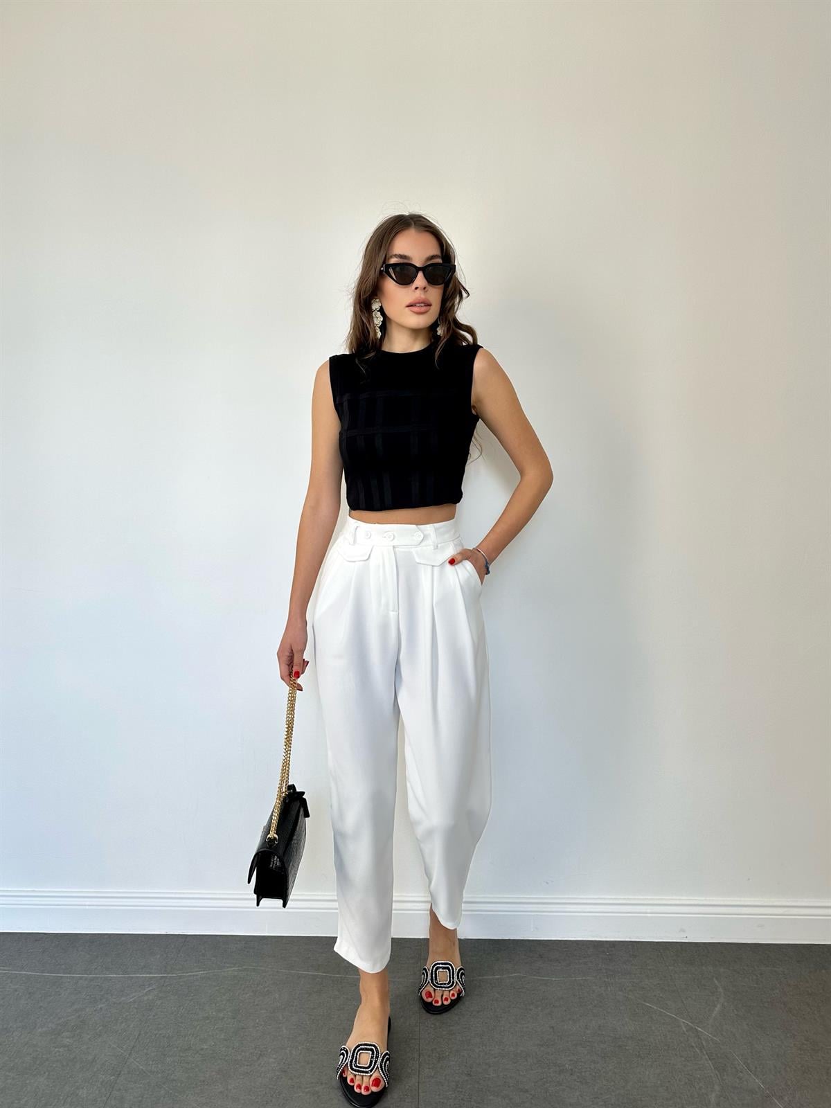 Siyah Crop Top Bluz