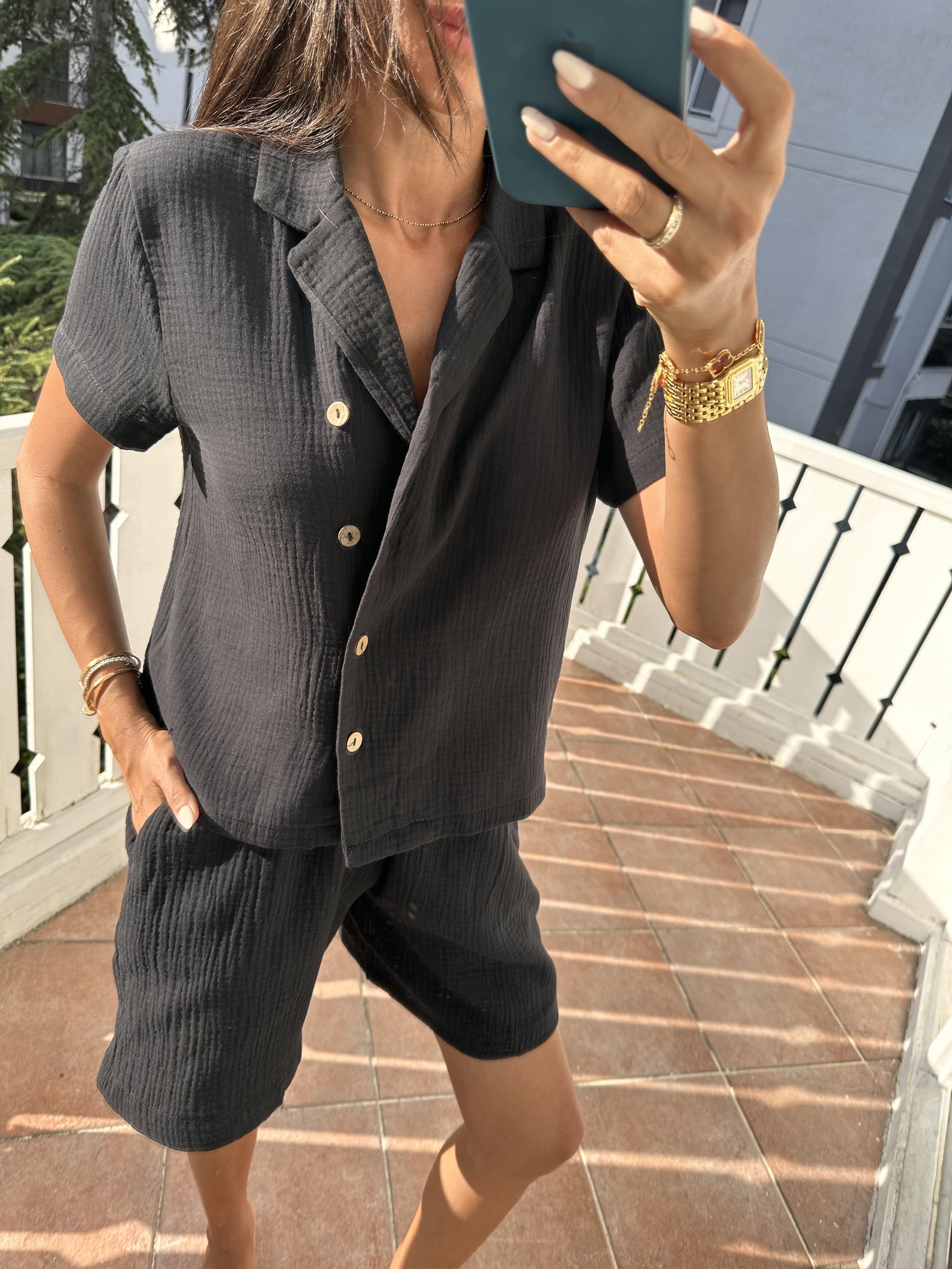 Siyah Gofre Kadın Takım