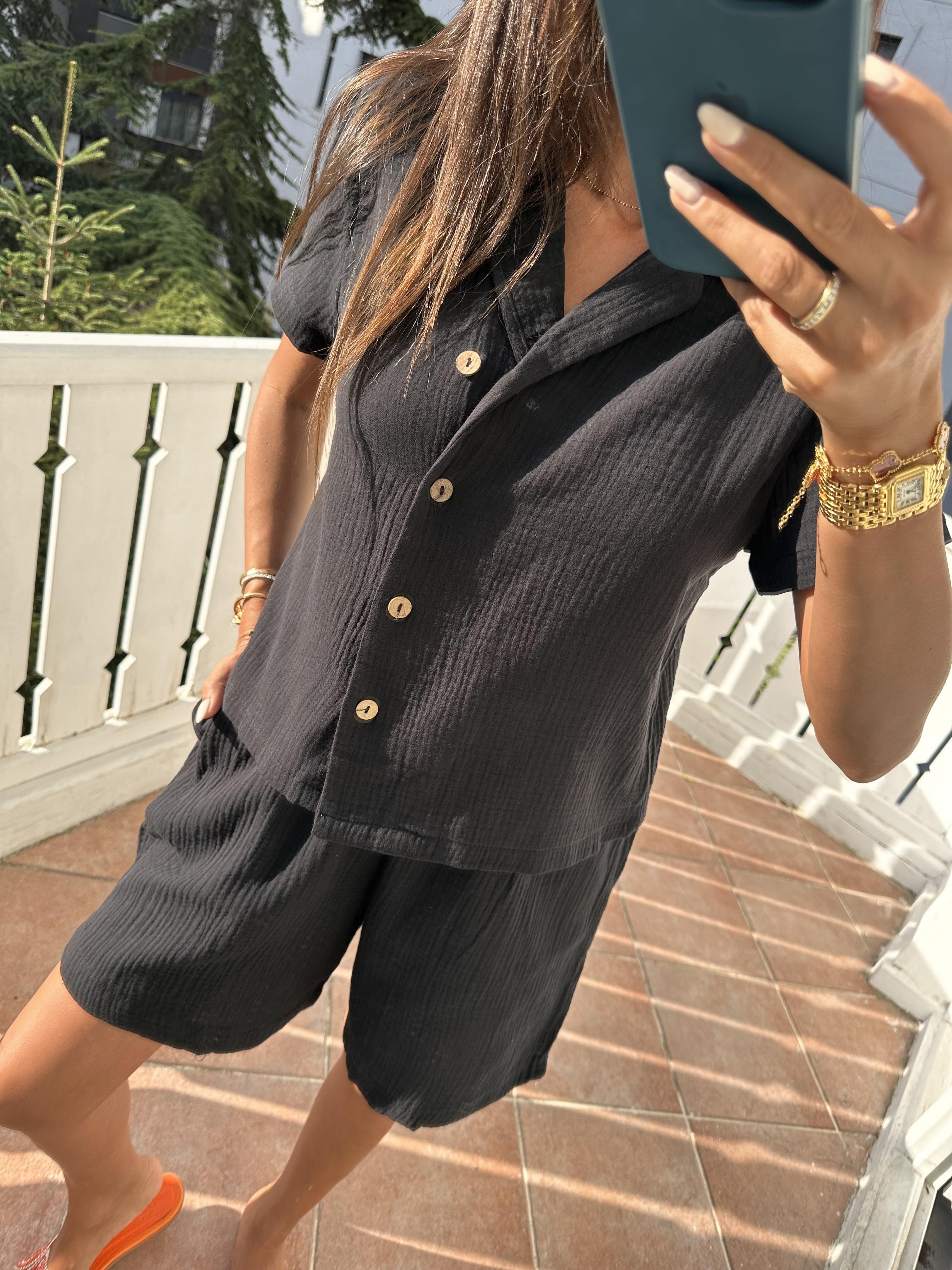 Siyah Gofre Kadın Takım