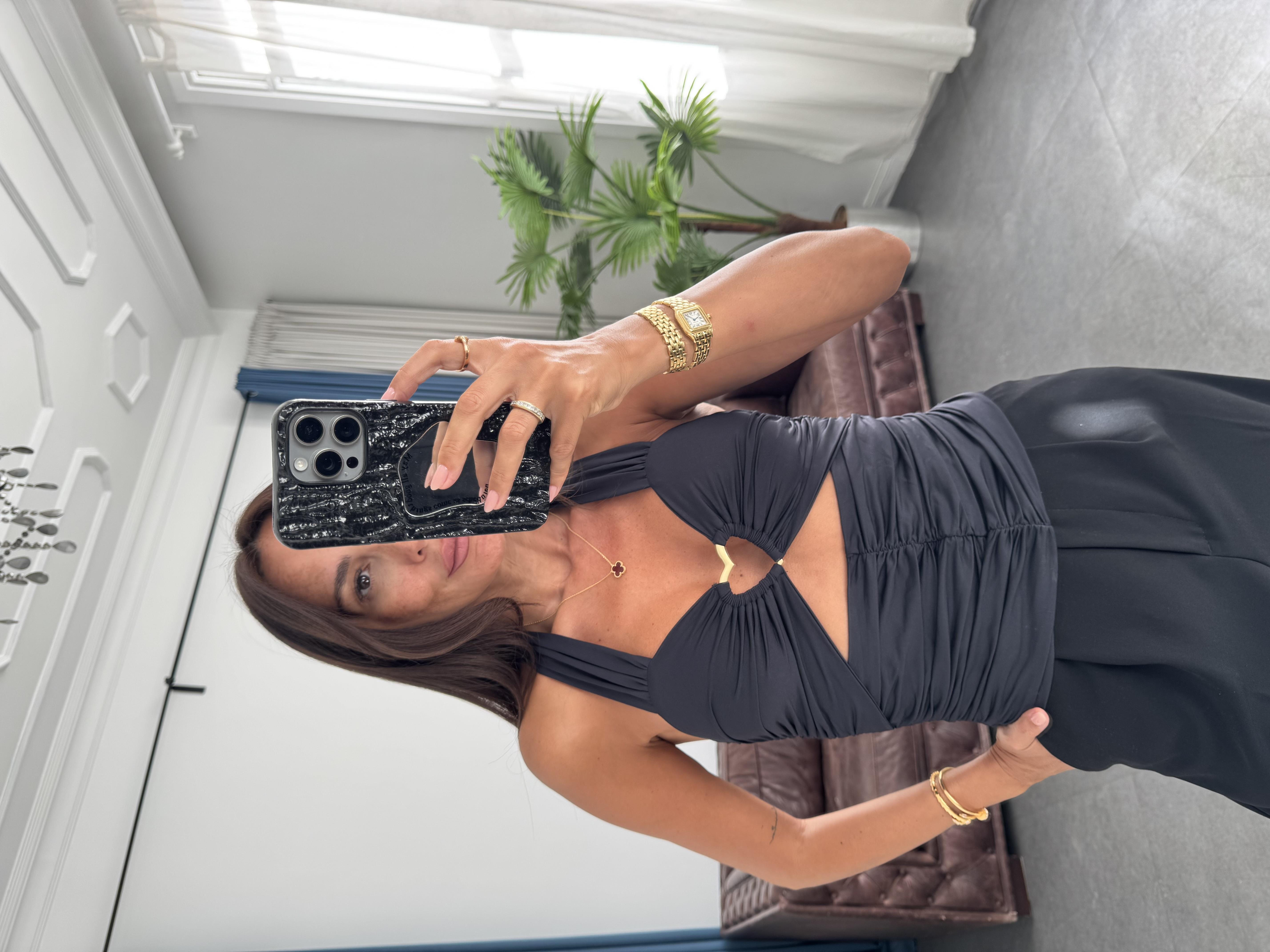 Siyah Gold Kalp Tokalı bluz