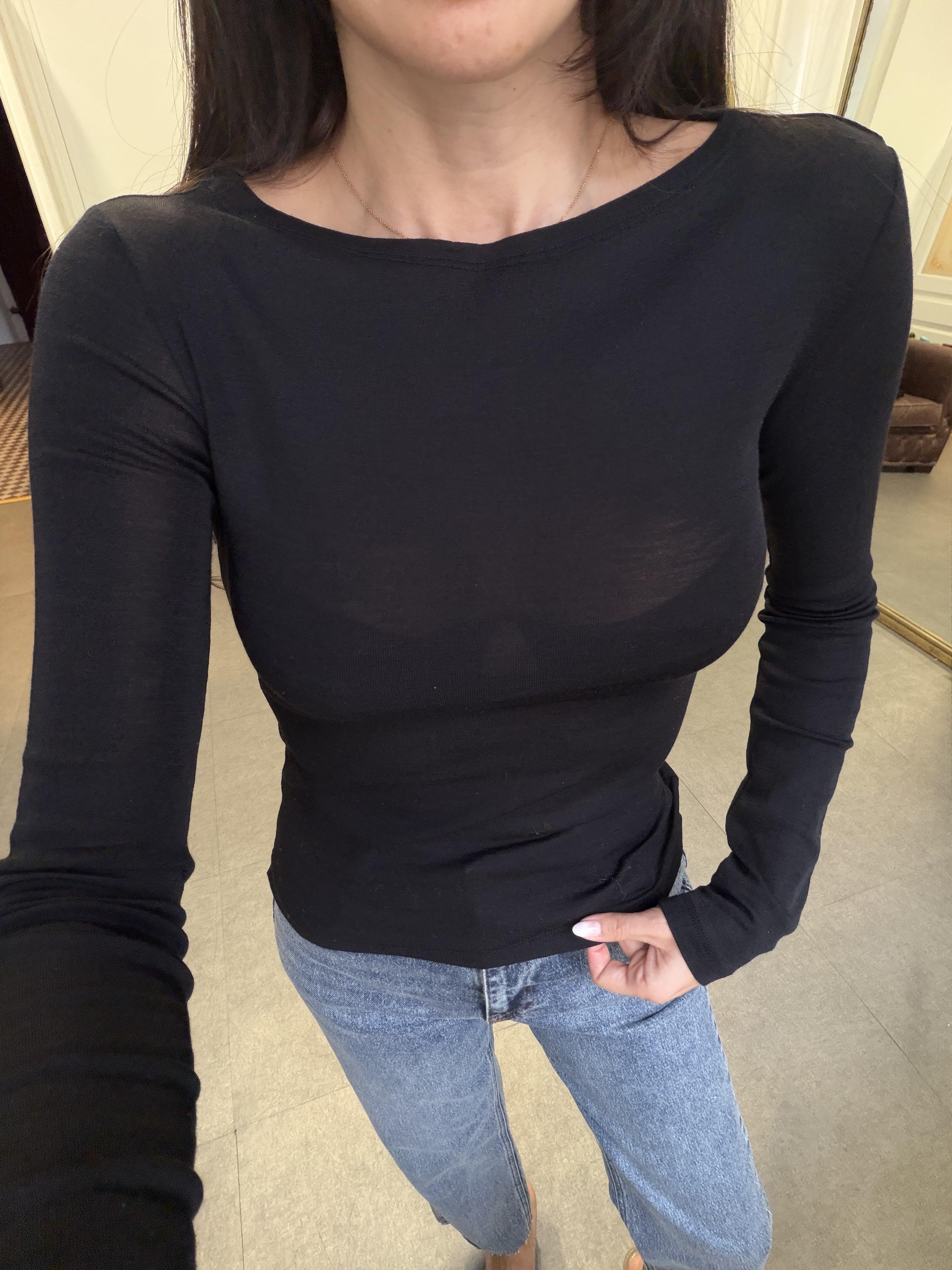 Siyah Kayık Yaka Yün Top