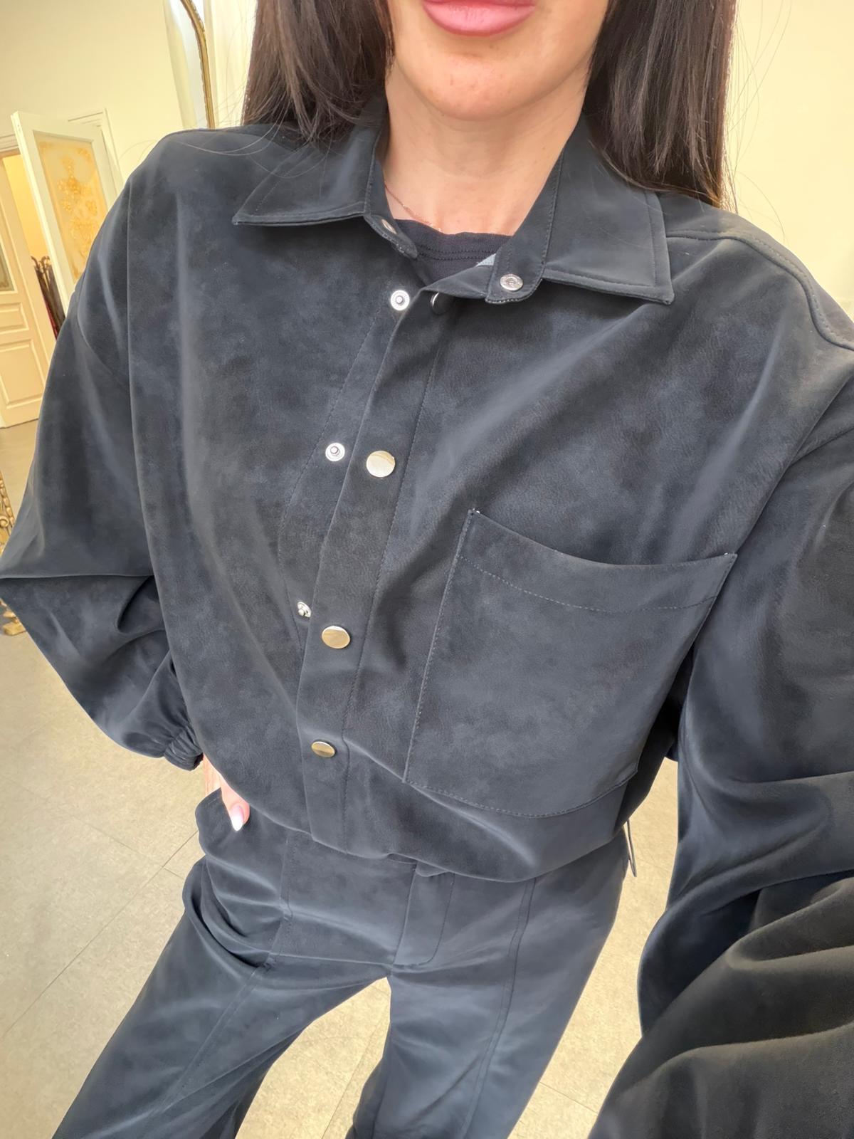 Siyah Kısa Şişkin Bomber Ceket